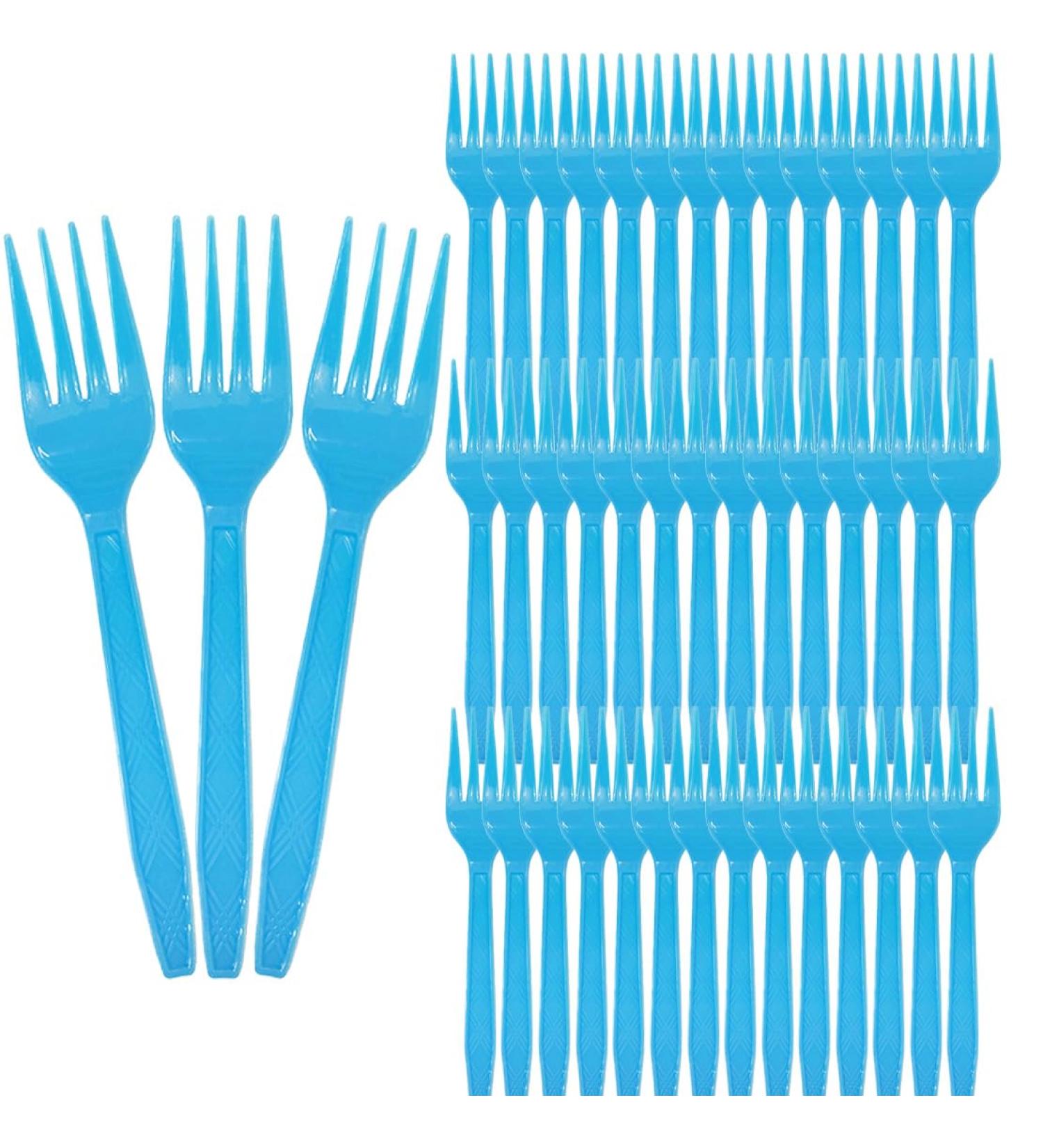 100Pcs Disposable Plastic Utensils 6.49In Blue Plastic Forks Disposable Forks Disposable Plastic Cutlery for Dinners Buffets Take-Out Catering Food Services 100PCS Plastic Forks - Buy Online on GoSupps.com
