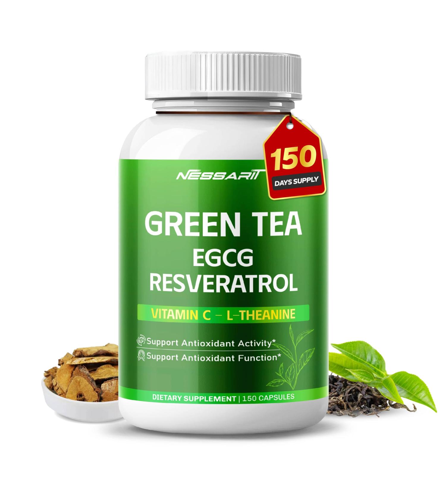 Green Tea Extract EGCG Caffeine Vitamin C & L-Theanine Support Metabolism & Antioxidant Health 150 Capsules 150 Count (pack of 1) - Buy Online on GoSupps.com