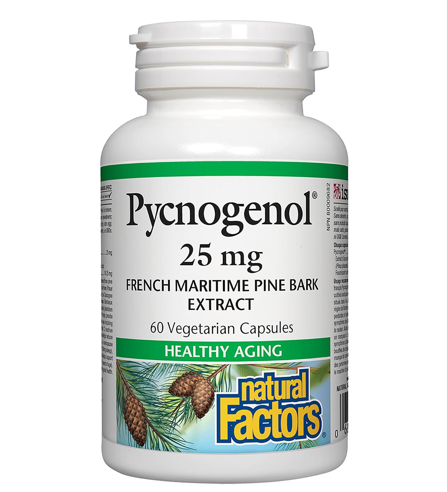 Natural Factors Pycnogenol 25mg 60 Capsules - Premium Antioxidant Supplement - Buy Online on GoSupps.com