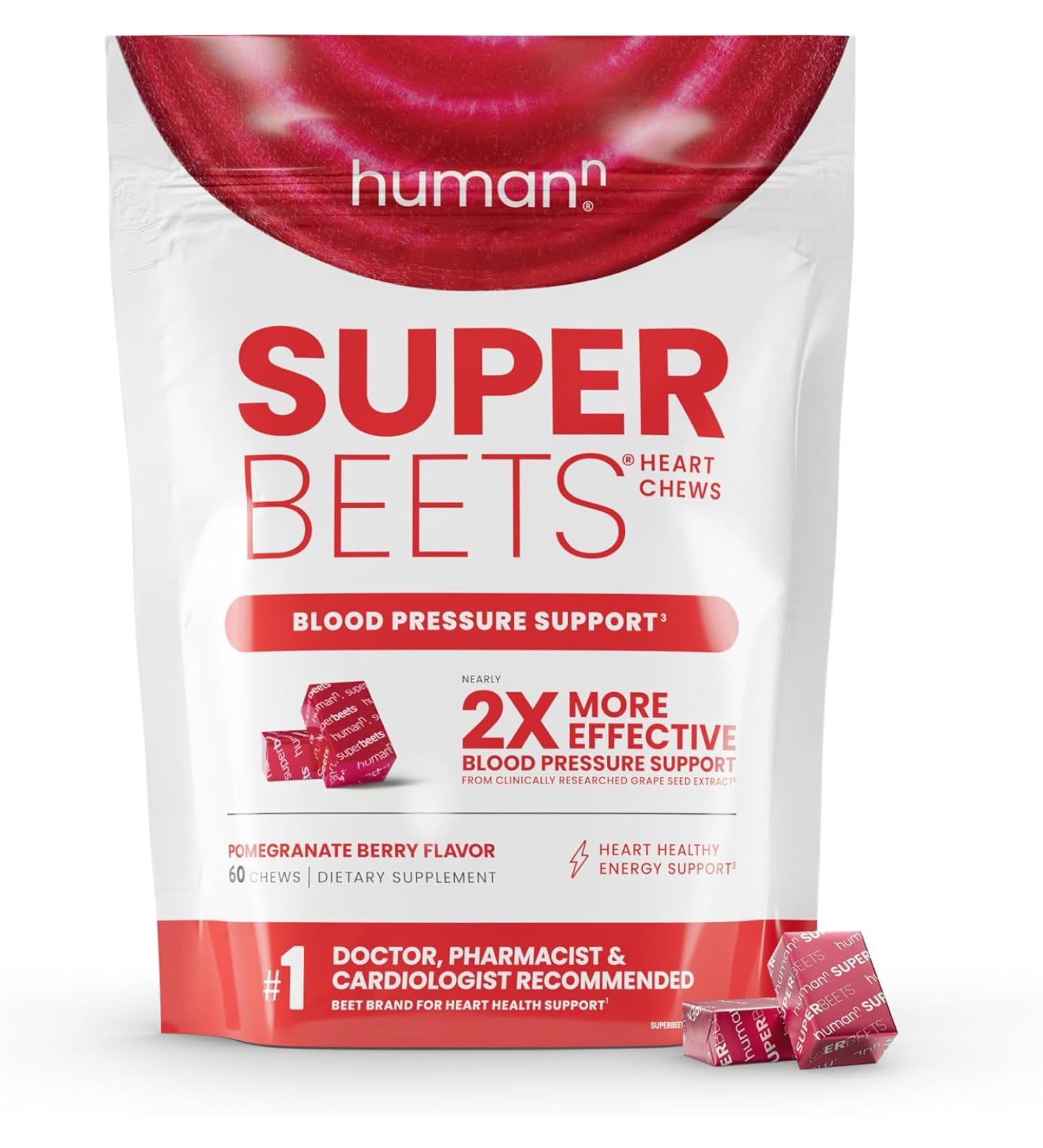 HumanN SuperBeets Heart Chews - Boost Heart Health | 60 Chews - Buy Online on GoSupps.com