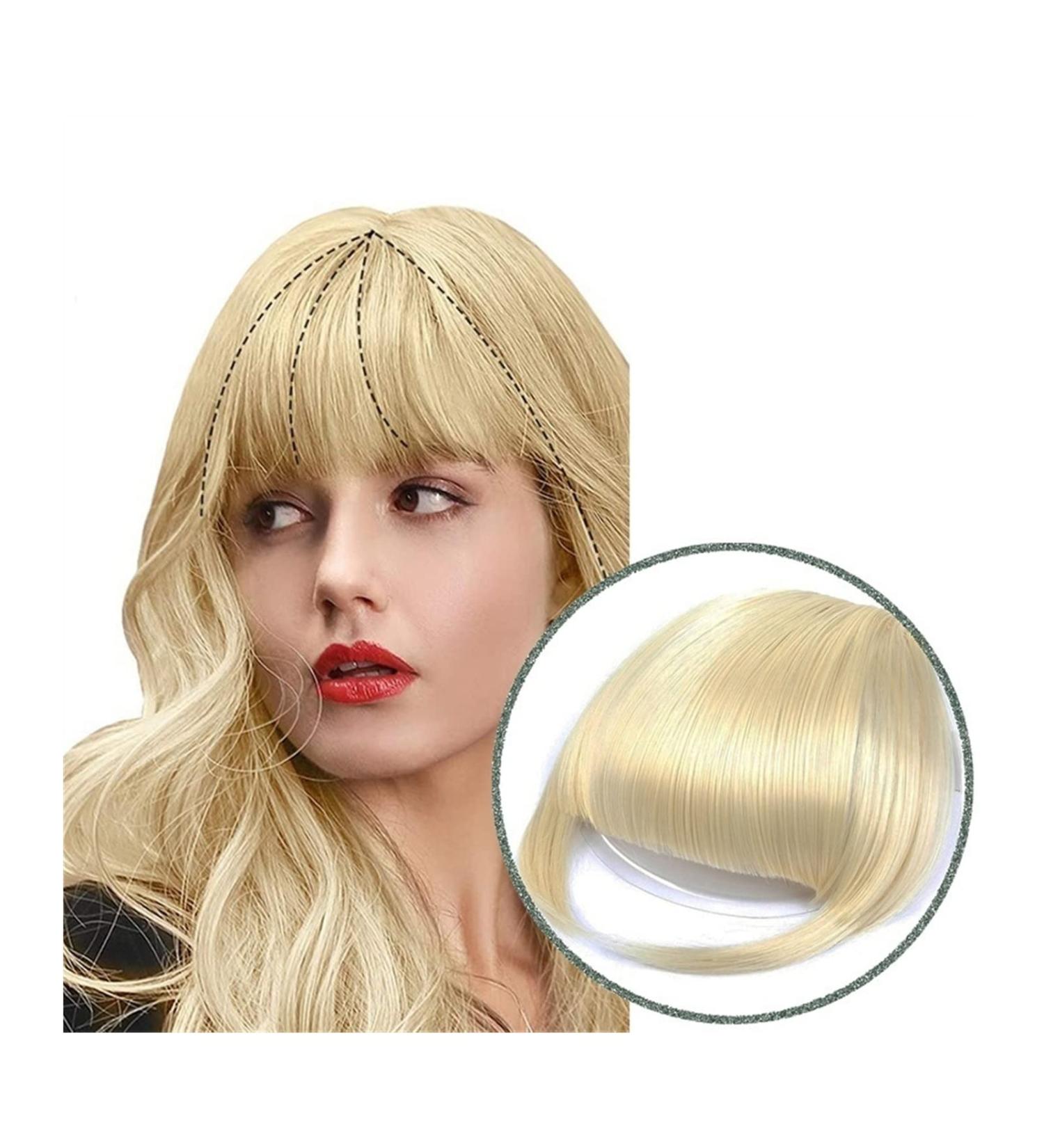 Bangs Clip in Bangs Fashion False Bangs Neat Fringe Hairpiece Thick Blunt Bangs Clip in Hair Extensions Synthetic Fake Bang Hair Piece Hair Accessories for Women Curved Bangs for Daily Wear (Color 613 thick bang - Buy Online on GoSupps.com