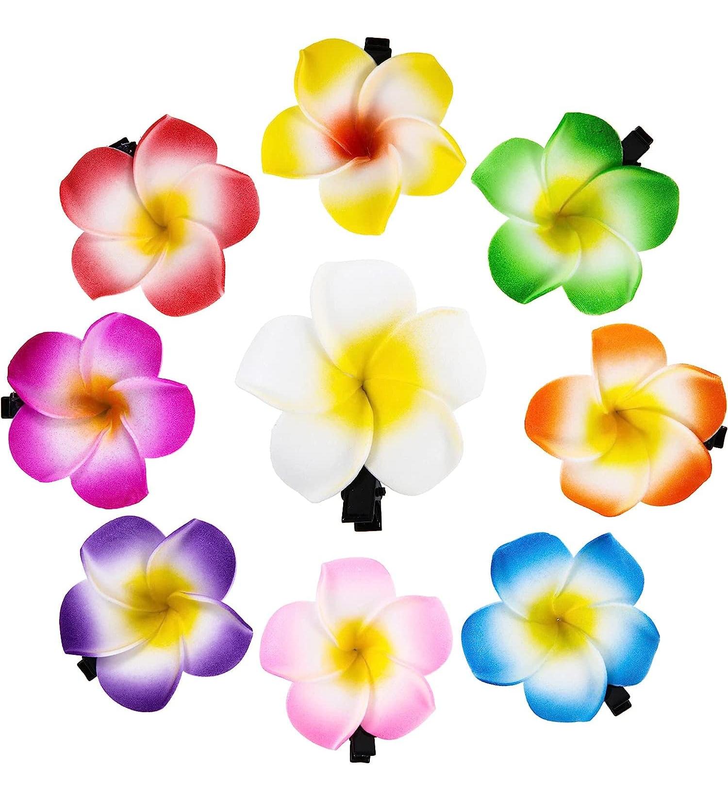 36 Pack 1.97 Inch Plumeria Flower Hair Clips - Bridal Wedding Luau Beach Party Decorations - Buy Online on GoSupps.com