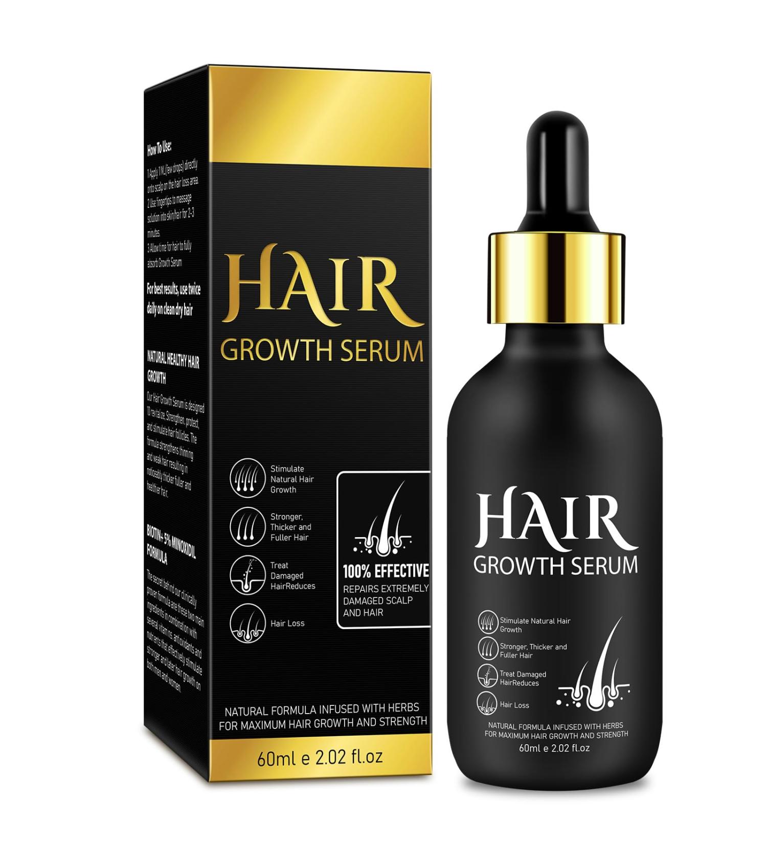 5% Minoxidil Hair Growth Serum - Biotin Oil for Men & Women | Thicker Healthier Hair Regrowth Treatment 2.02 oz - Buy Online on GoSupps.com