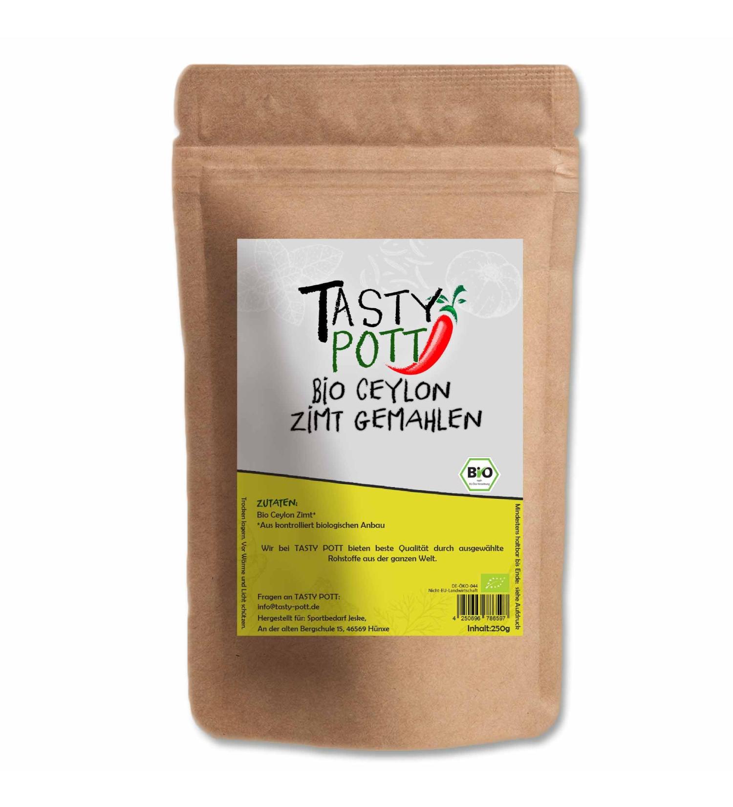Tasty Pott Ceylon Organic Ground Cinnamon 250g | Cooking & Cooking | Aromatic Sweet Powder | Cakes Muesli Muesli | Refill Bag - Buy Online on GoSupps.com