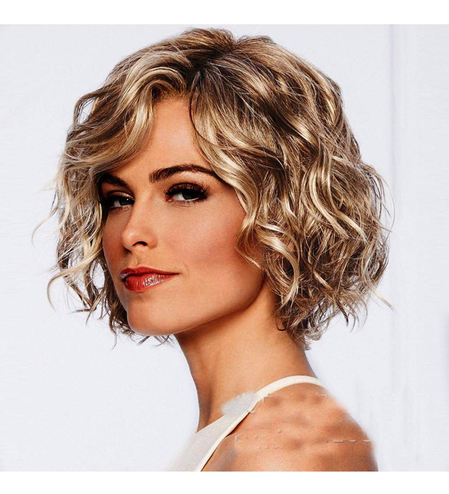Battnot Gold Mix Hair Part for Women - Short Brazilian Wavy Curly Synthetic Wig (30cm) | High-Temperature Fiber Hair Art - Buy Online on GoSupps.com