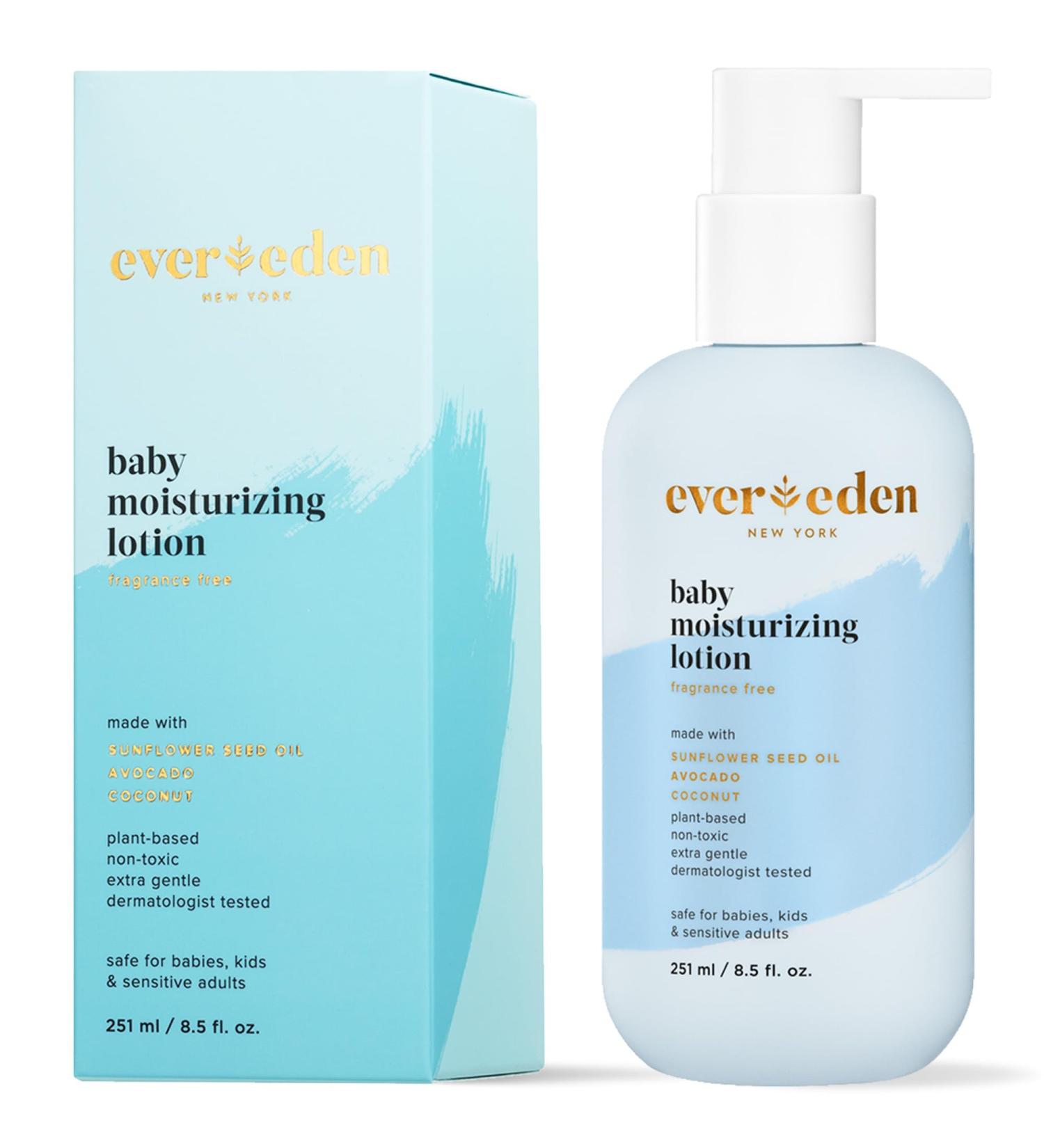 Evereden Moisturizing Baby Lotion for Newborns 8.5 oz | Lightweight Non-Greasy Toddler Lotion | Gentle & Non-Toxic Baby Care | Fragrance Free - Buy Online on GoSupps.com