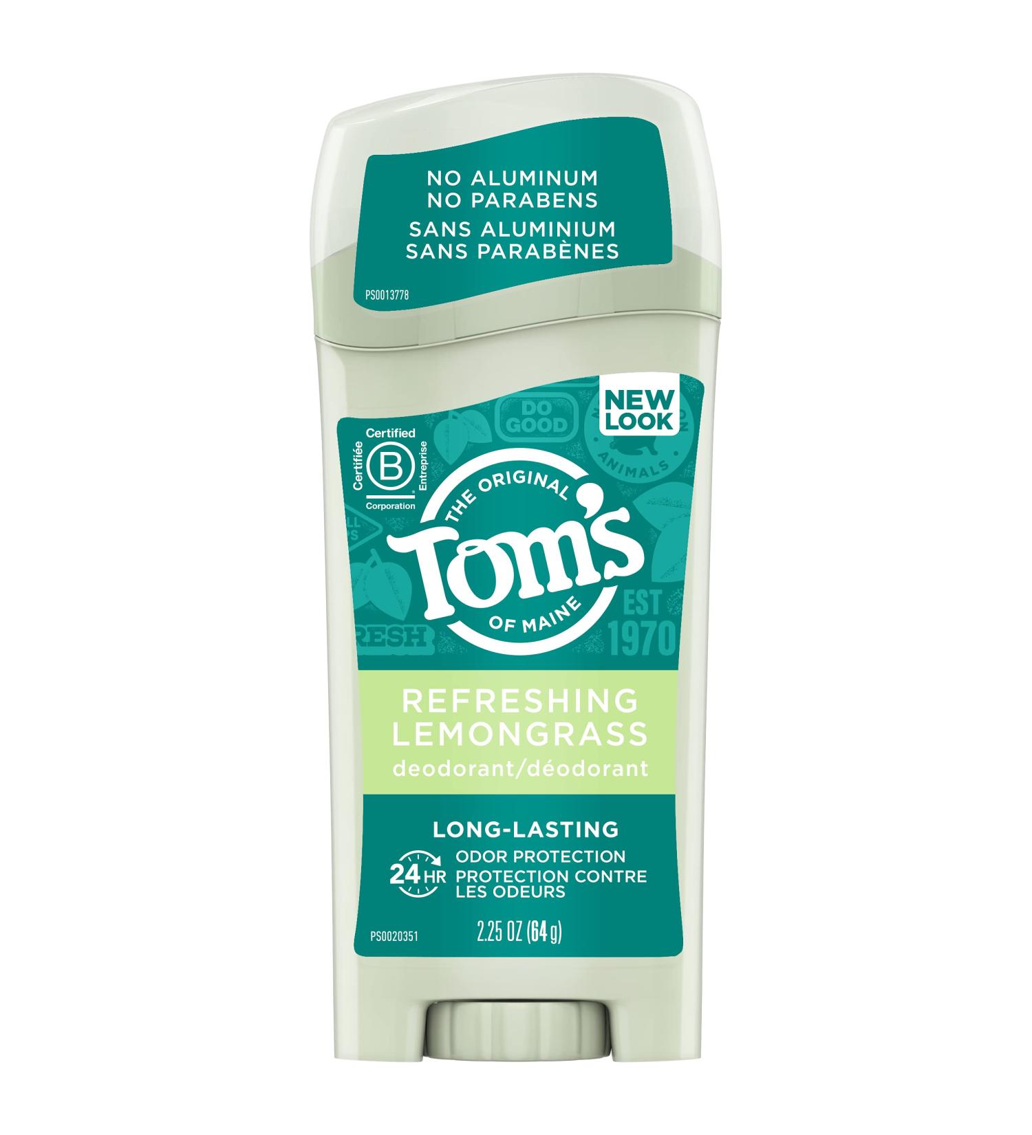 Tom's of Maine Natural Aluminum-Free Deodorant - Lemongrass Scent (2.25 oz) - Buy Online on GoSupps.com