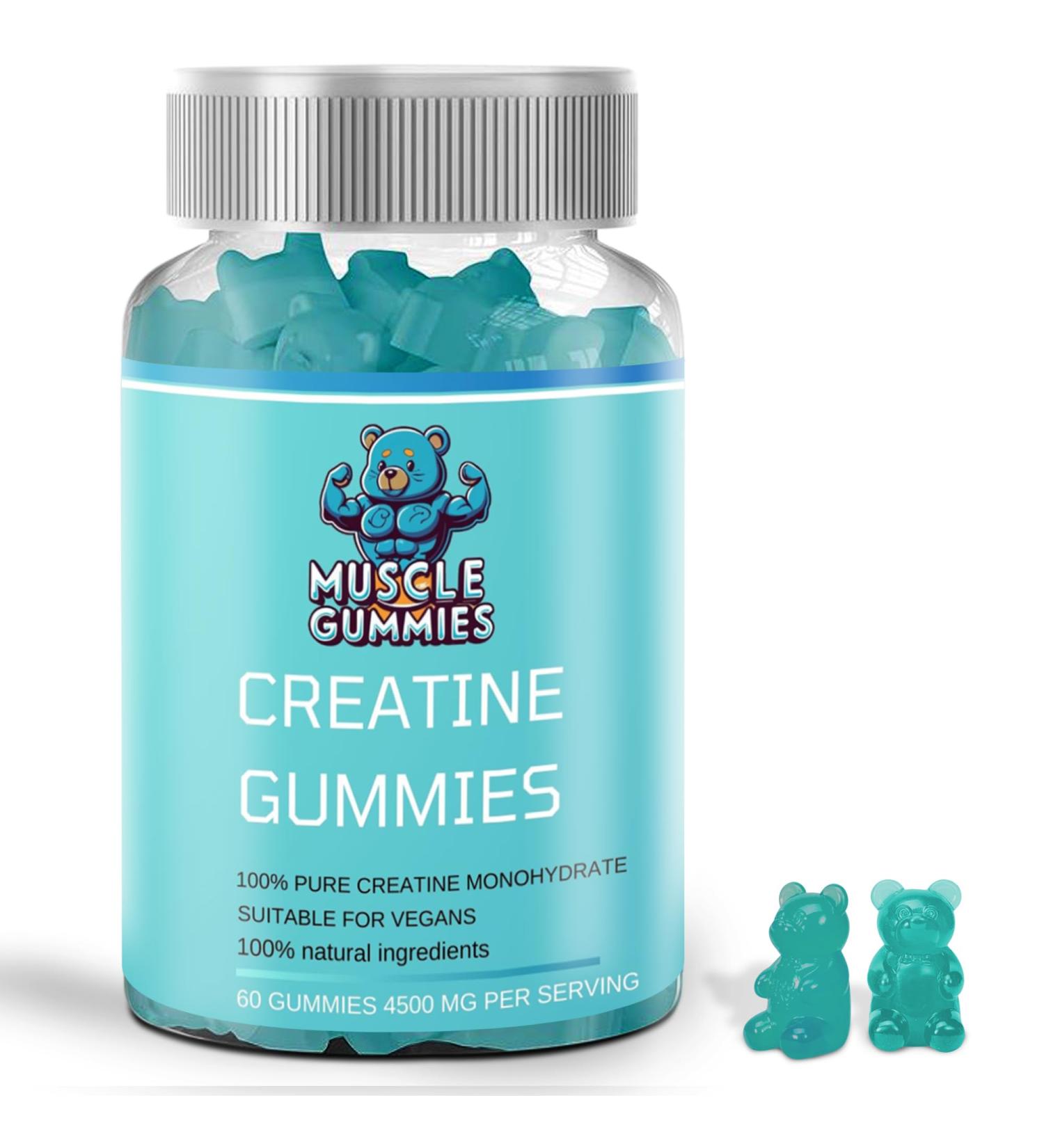 Muscle Gummies Creatine Monohydrate 4500 - 60 Chewable Gummies for Men & Women | Natural Berry Pre Workout Supplement - Buy Online on GoSupps.com