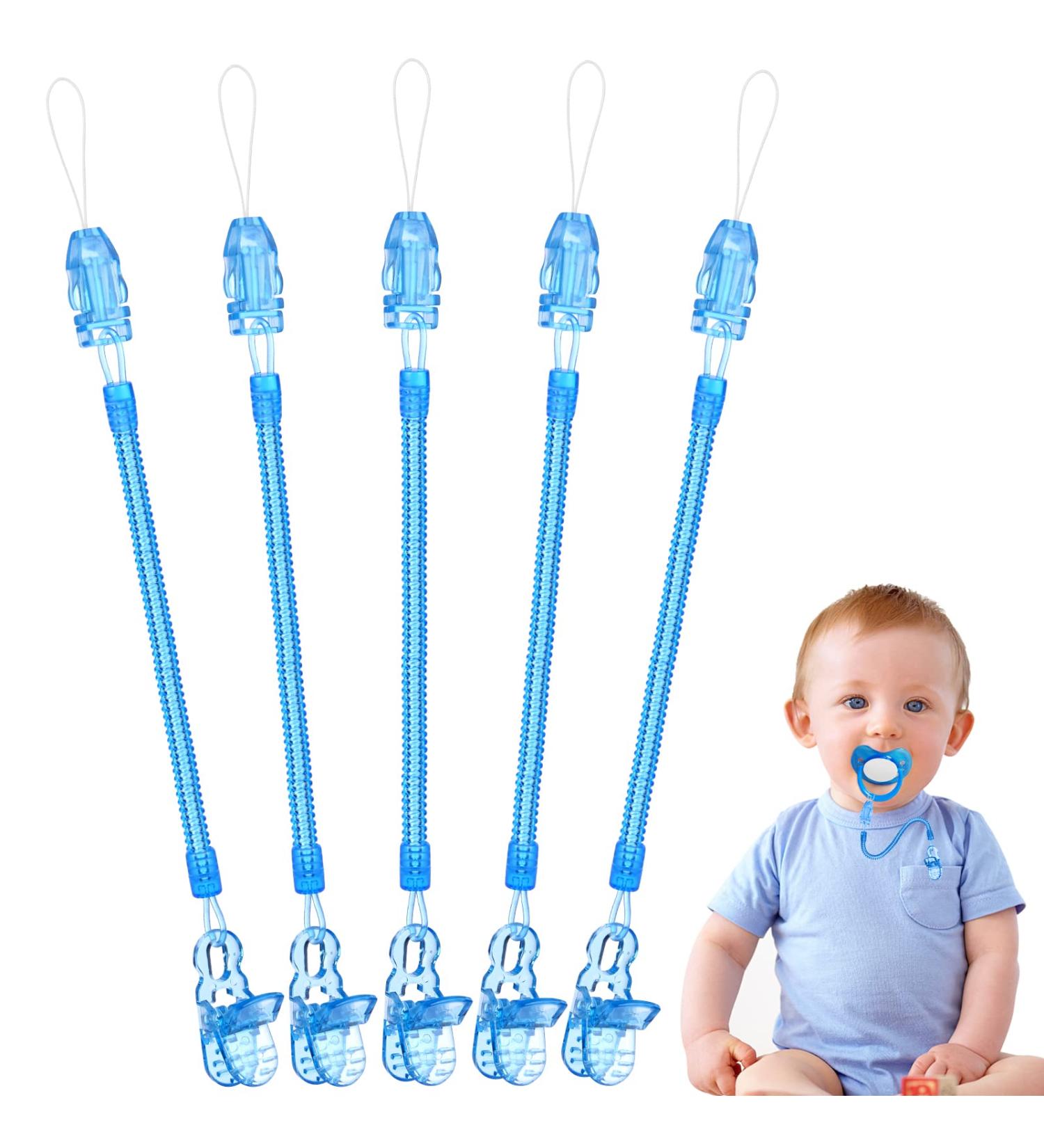 Vicloon Baby Dummy Clips - 5 Pcs BPA Free Soother Pacifier Chain Holder for Teether Toy - Blue - Buy Online on GoSupps.com