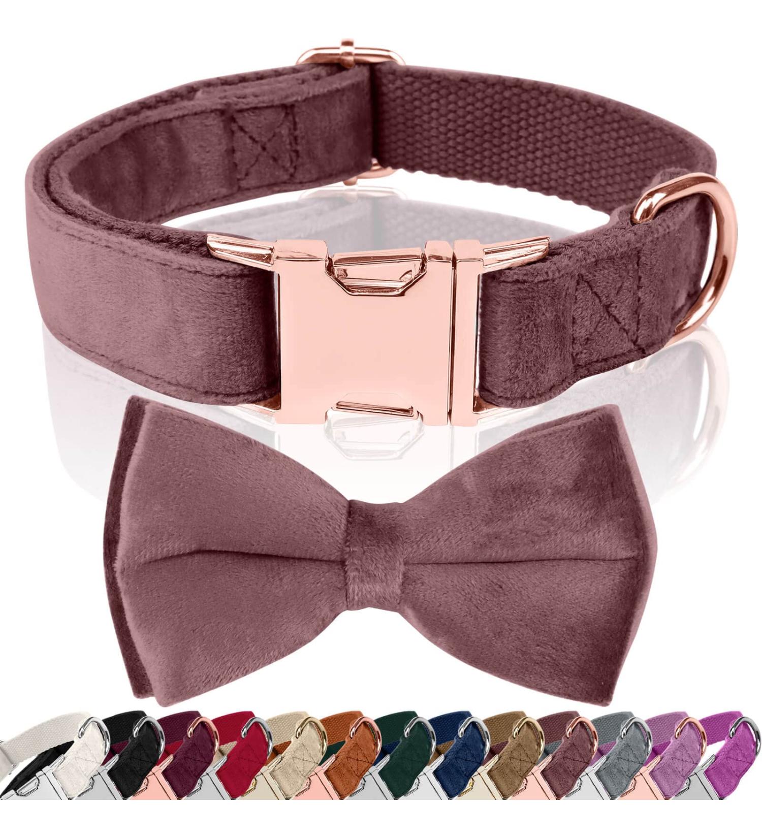 Shop Asvin Dark Pink Velvety Dog Collar - Soft Comfortable & Removable Fly | Perfect for Weddings Birthdays & Parties - Multi-Color Options Available - Buy Online on GoSupps.com