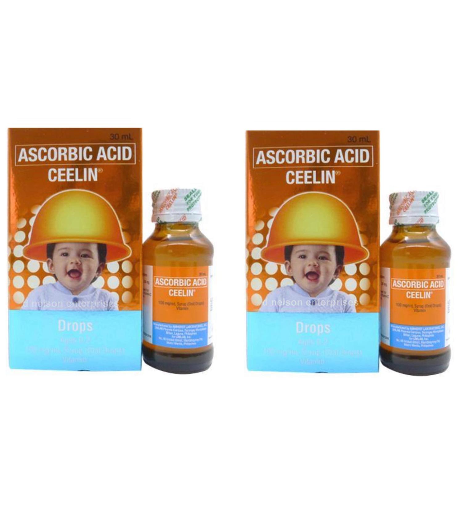 2 Boxes Ceelin Ascorbic Acid Drops 30ML for Ages 0-2