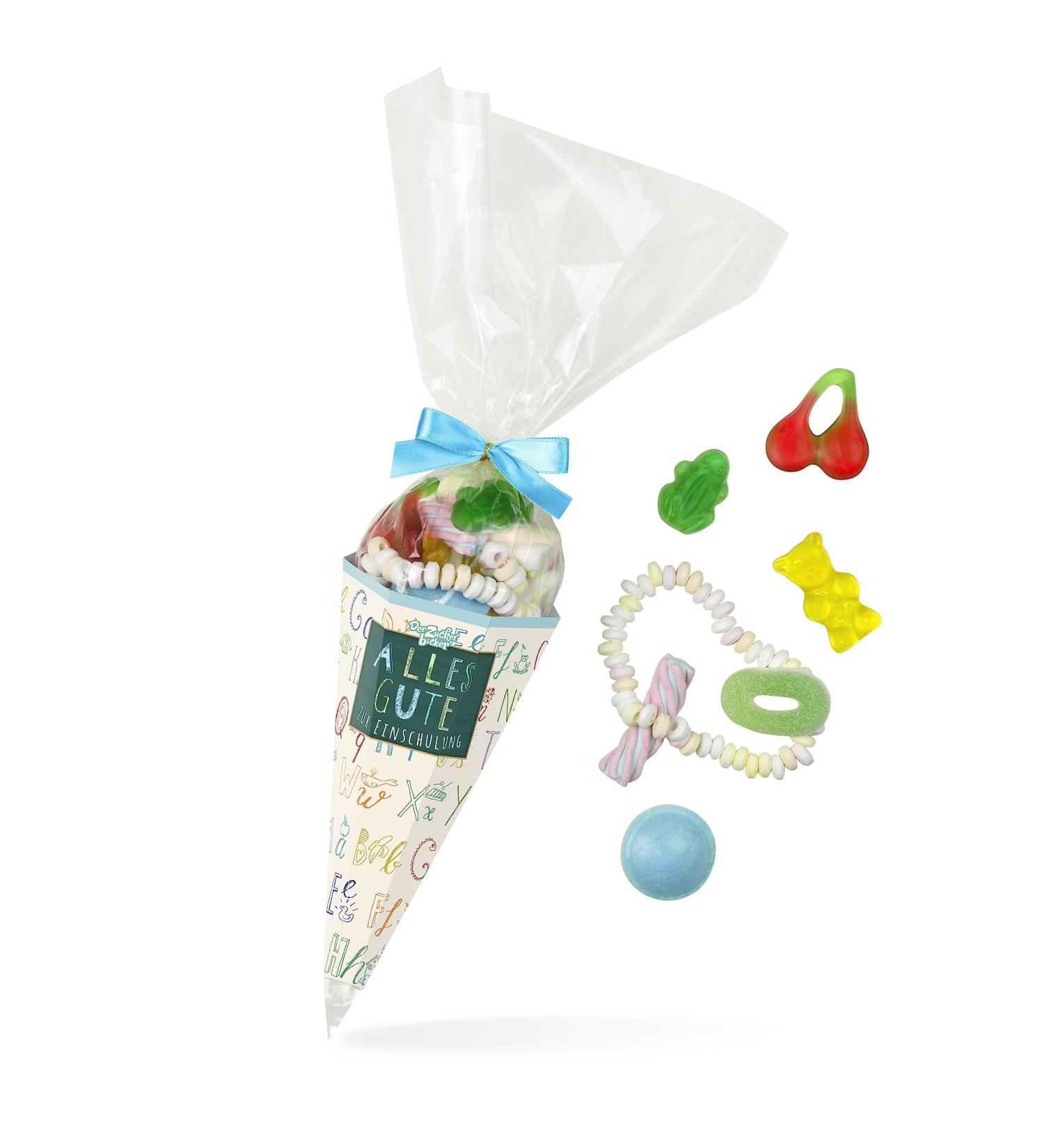 Sugar bag enrollment blue colorfully mixed school bag with a sweet fruit rubber and marshmallow mixture 120 grams perfect for the first day of school