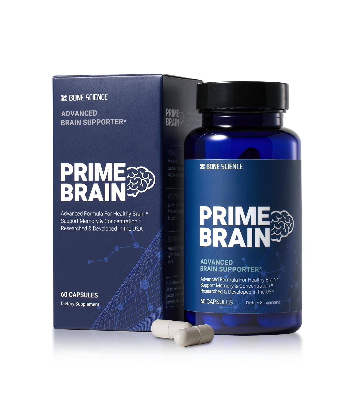 BONE SCIENCE - Prime Brain Supplement - Nootropic for Focus Memory & Cognitive Performance with Alpha GPC L-Theanine & Ginkgo Biloba Vegan - 60 Capsules - Buy Online on GoSupps.com