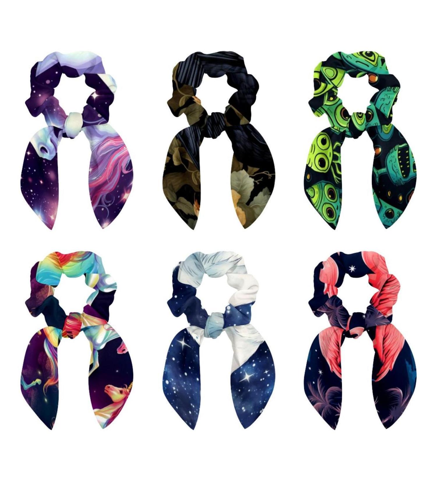 6 Pieces Bow Hair Scrunchies Rabbit Bunny Ear Scrunchies Black Crow Pattern Bow Bowknot Scrunchies Bobbles Elastic Hair Ties Ropes Ponytail Holder Accessories for Women Girls Color 2 - Buy Online on GoSupps.com