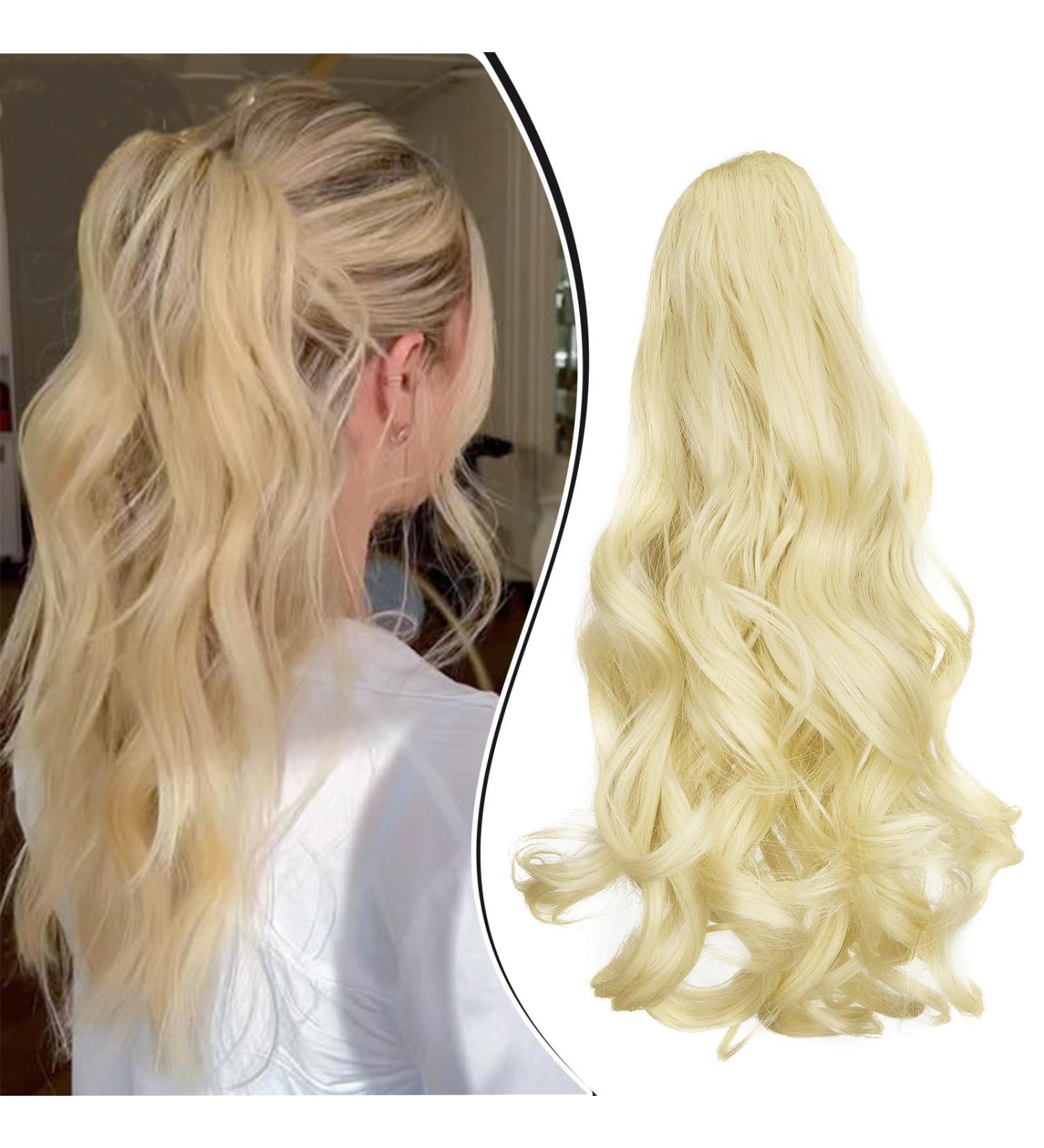 Dcbaboo 18inch Claw Clip in Ponytail Hair Extensions Long Wavy Ponytail Extension Curly Synthetic Pony tails Natural Wave One Piece Hairpiece Fake Ponytail for Women Bleach Blonde 18 inch 150g Bleach Blonde - Buy Online on GoSupps.com