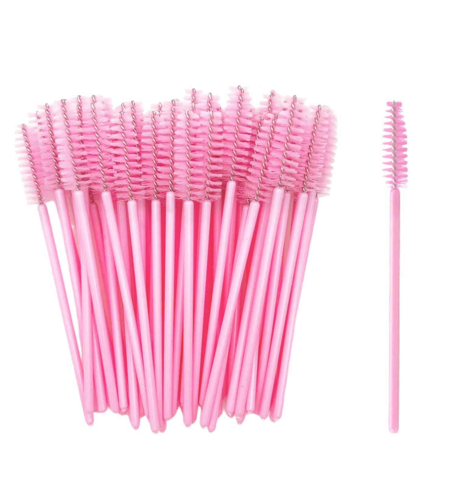 50 Pack Pink Disposable Mascara Wands & Eyebrow Brushes - Makeup Eyelash Brush Set - Buy Online on GoSupps.com