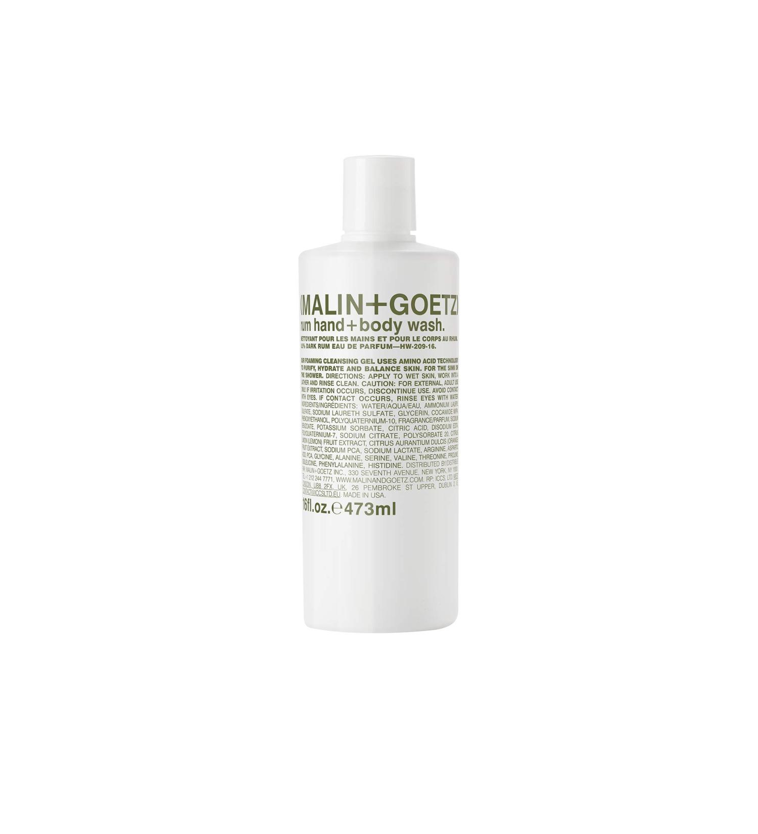 Malin + Goetz Rum Hand + Body Wash 16 Fl Oz - Soothing Hydrating Soap for Men and Women - Prevents Dry Skin - Cruelty-Free & Vegan - Buy Online on GoSupps.com