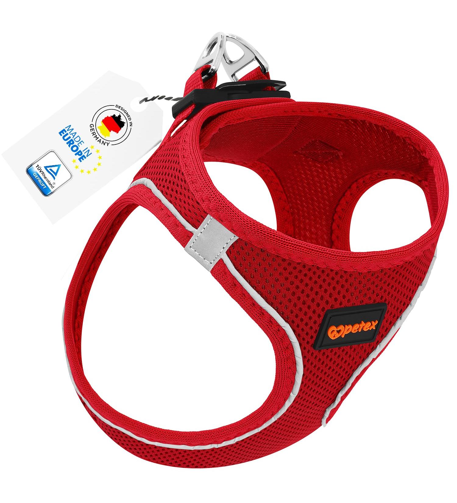 Petex Dog Harness for Small & Medium Dogs - TUV Tested Reflective & Breathable Made in Europe - Air Mesh Technology - Red 2XS - Buy Online on GoSupps.com
