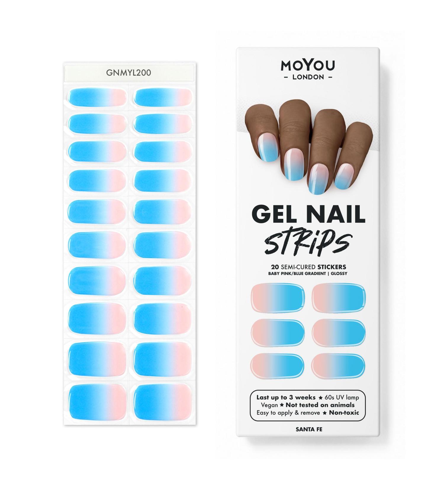 MOYOU LONDON Semi Cured Gel Nail Wraps - 20 Pcs Salon-Quality Gel Nail Polish Strips with Nail File & Cuticle Stick - Santa Fe - Buy Online on GoSupps.com