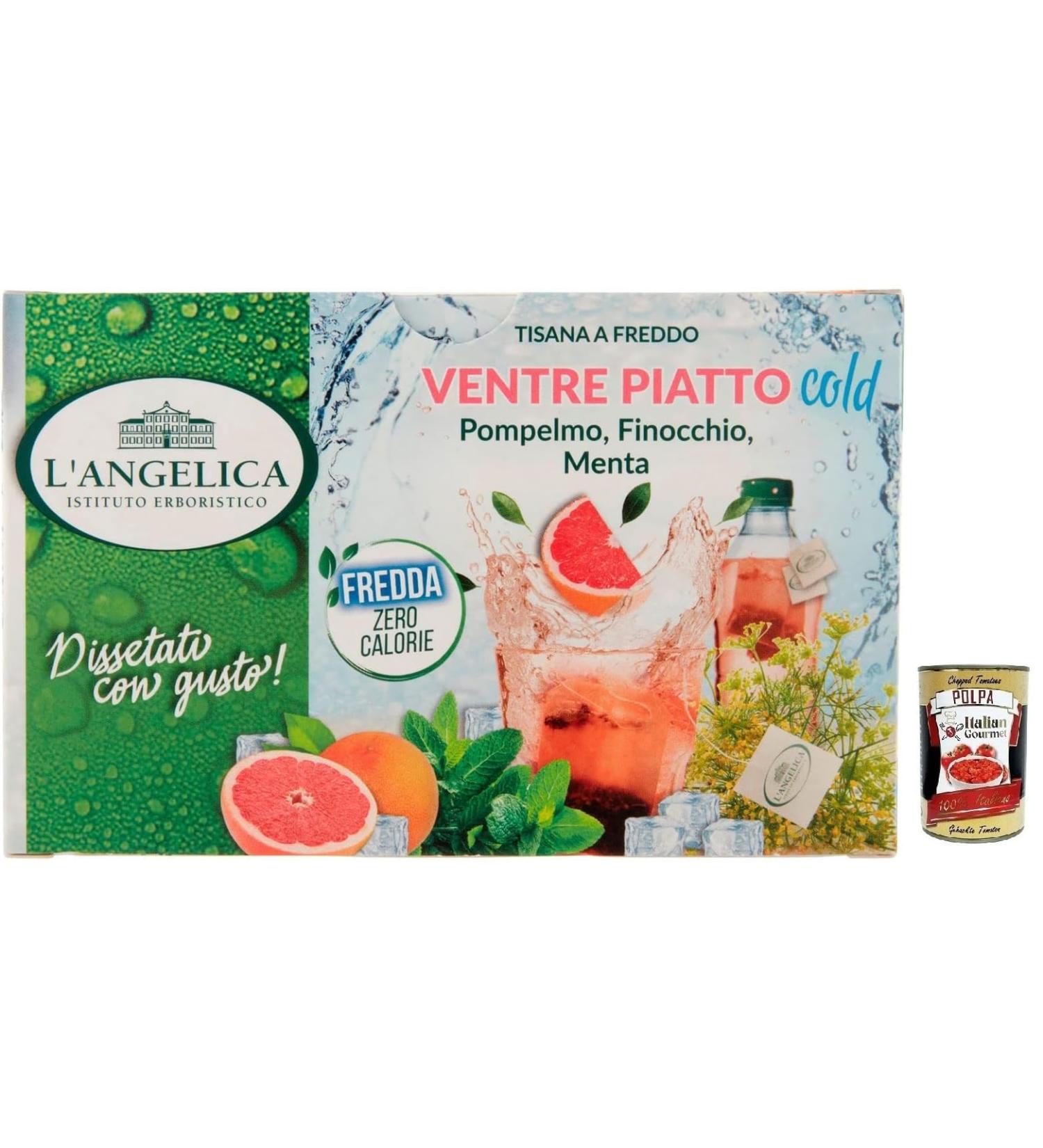  Italian Gourmet E.R. L'Angelica Tisana Ventre Piatto Cold Herbal Tea Grapefruit Fennel and Mint Flavor 18 filters + Italian Gourmet Polpa di Pomodoro 400 g Box - Buy Online on GoSupps.com