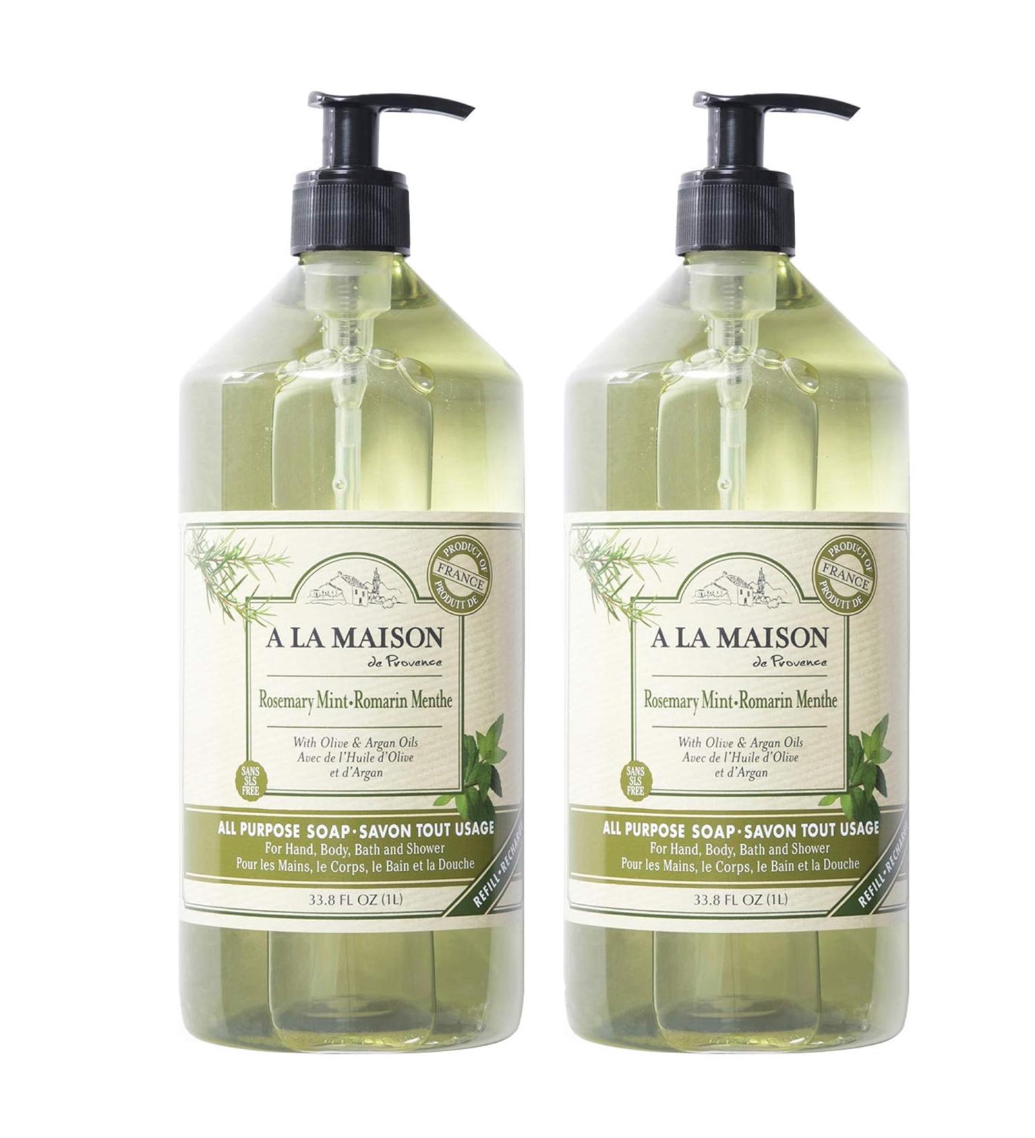 A LA MAISON French Liquid Hand Soap, Rosemary Mint - Natural Hand Wash Made with Essential Oils - Biodegradable, Plant-Based, Vegan, Cruelty-Free, Alcohol & Paraben Free (33.8 oz, 2 Pack) - Buy Online on GoSupps.com