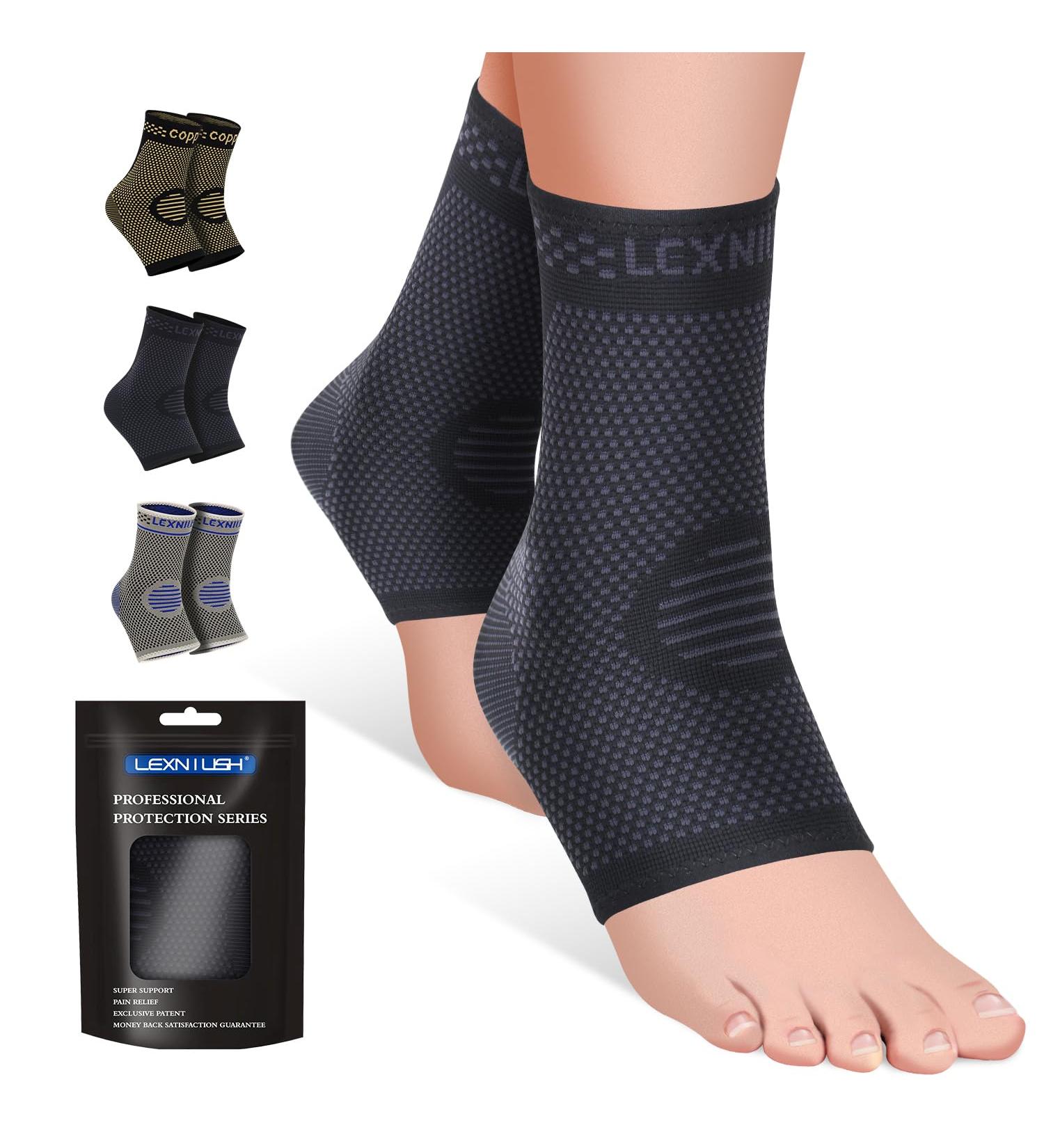 2 Pack Ankle Support for Sprained Ankle Plantar Fasciitis Relief Achilles Tendonitis Support Ankle brace Support for Men & Women Ankle Compression Socks Support for Ligament Damage Sports L Black - Buy Online on GoSupps.com