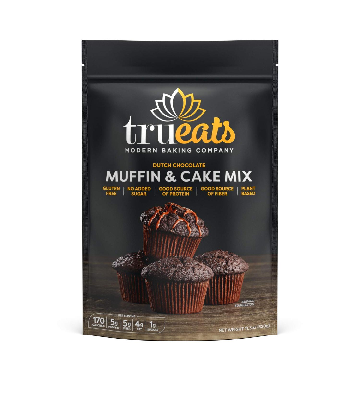 TruEats Dutch Chocolate Muffin  Cake Mix: Diabetic Friendly Protein  Fiber Rich Low Glycemic  Gluten Free No Sugar Added Vegan Dairy Free Plant Based Sweetened with Monk Fruit Sweetener - Buy Online on GoSupps.com