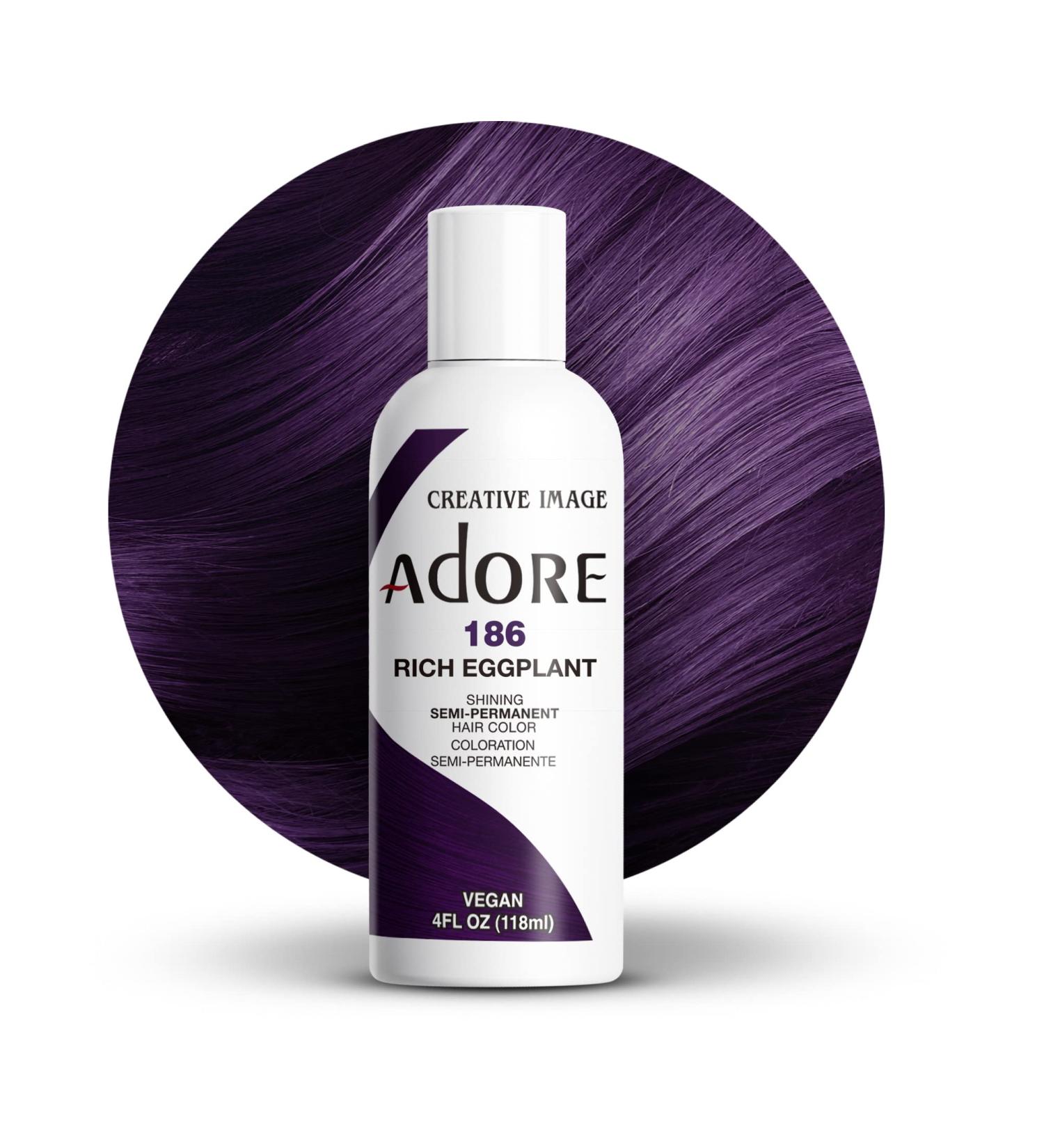 Adore Semi Permanent Hair Color - Vegan & Cruelty-Free Dye - 186 Rich Eggplant 4 Fl Oz - Buy Online on GoSupps.com