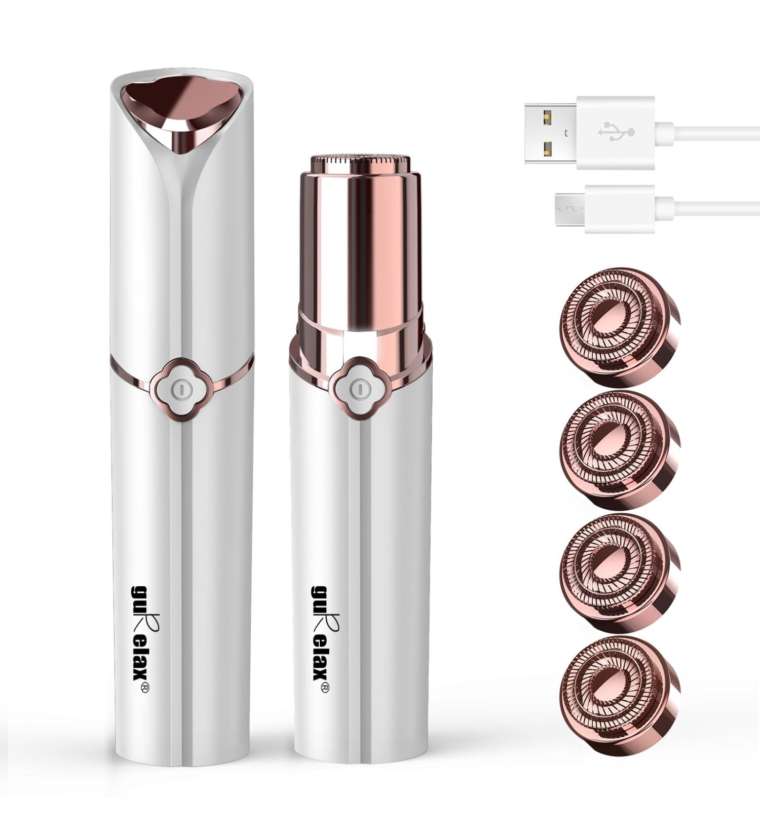 Gurelax Face Hair Remover for Women - Rechargeable Facial Razor with 4 Replacement Heads | Pain-Free Hair Removal for Cheeks Chin & Arms (2023) - Buy Online on GoSupps.com