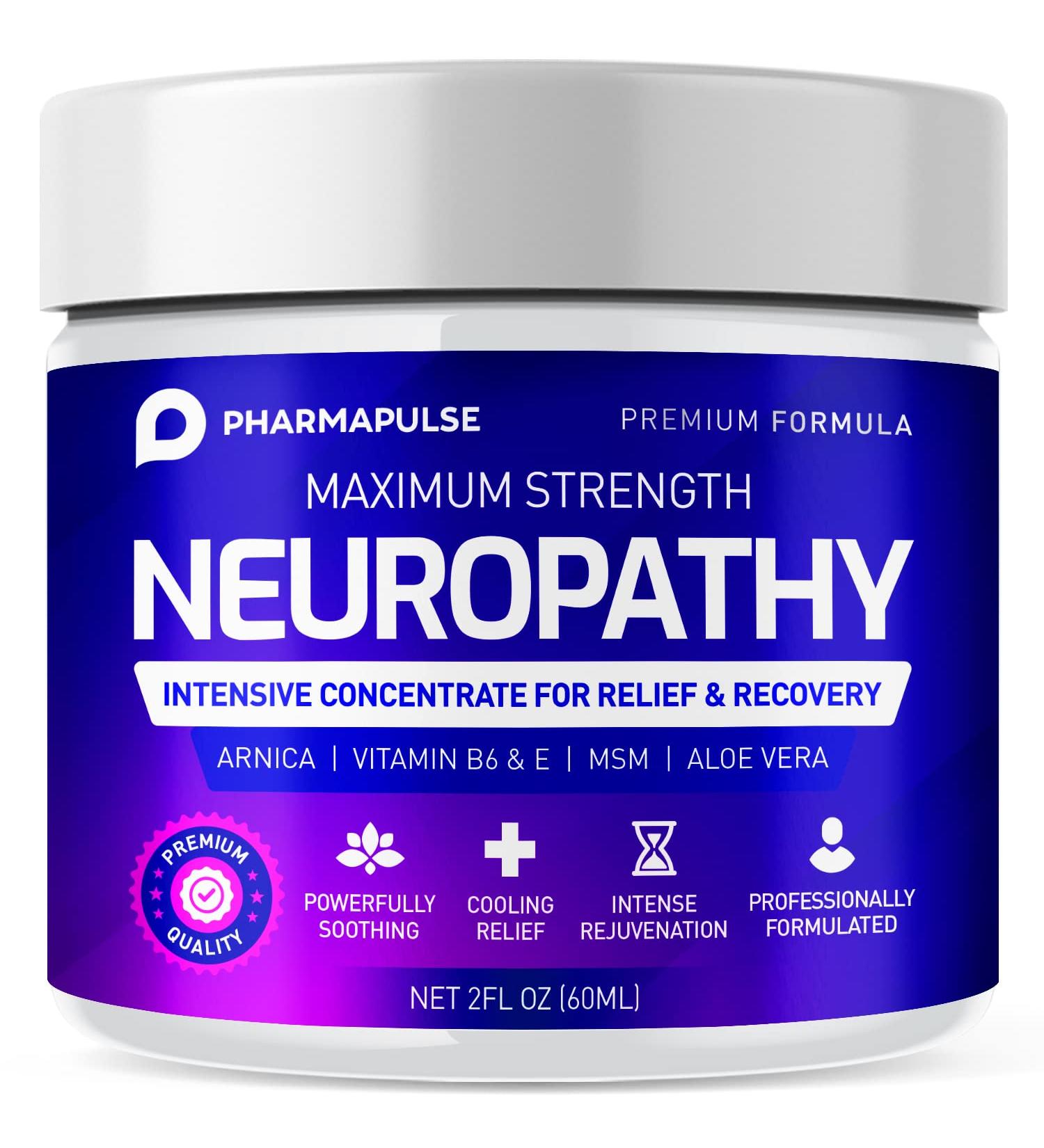 Pharmapulse Neuropathy Nerve Relief Cream | Maximum Strength for Feet, Hands, Legs, Toes | Arnica, Vitamin B6, Aloe Vera, MSM | Effective Relief 2oz - Buy Online on GoSupps.com