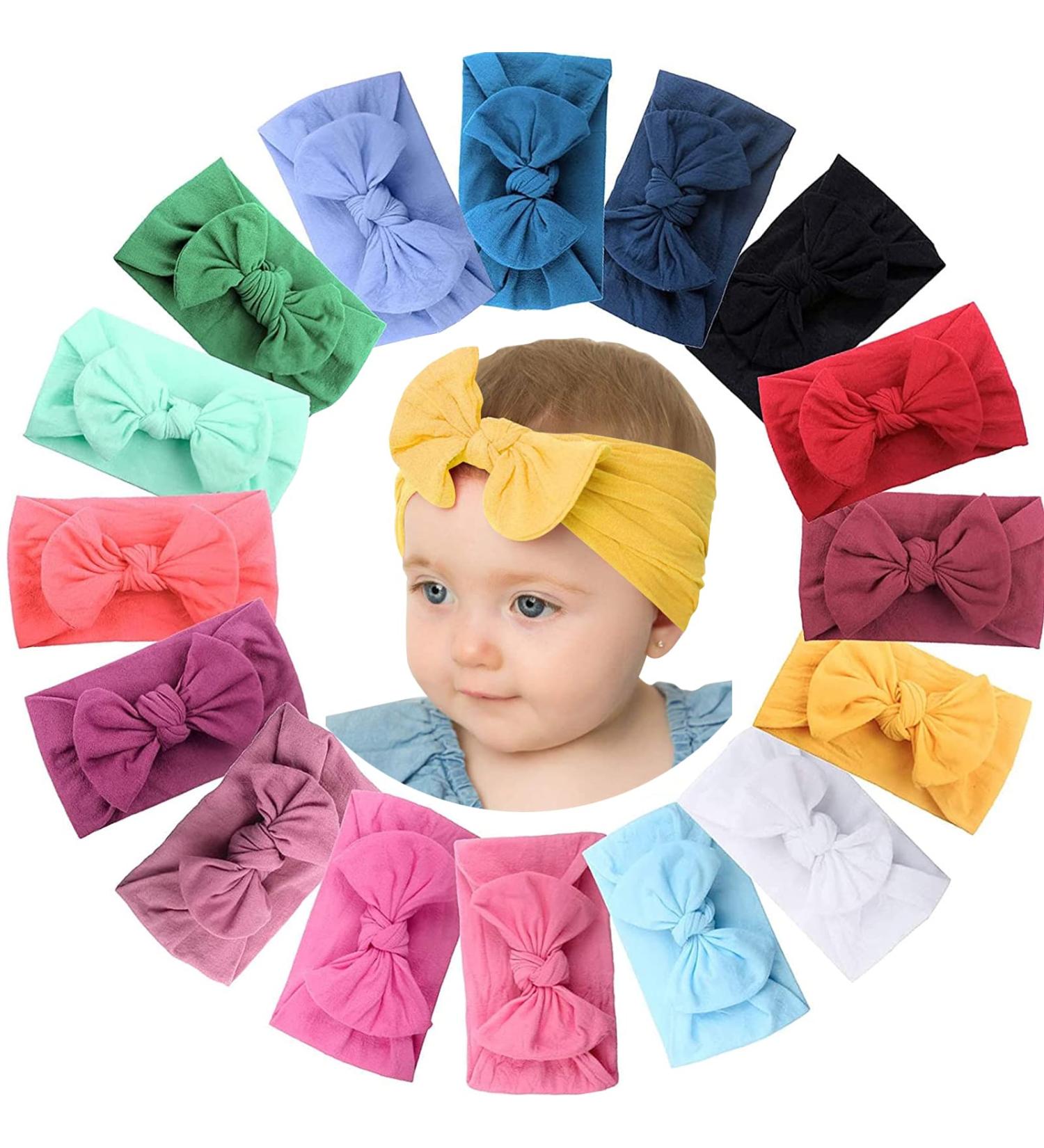 16 Colors Baby Girl Headbands with Baby Bows Nylon Hairbands Toddler Hair Accessories for Newborn Baby (6 Inches) - Buy Online on GoSupps.com