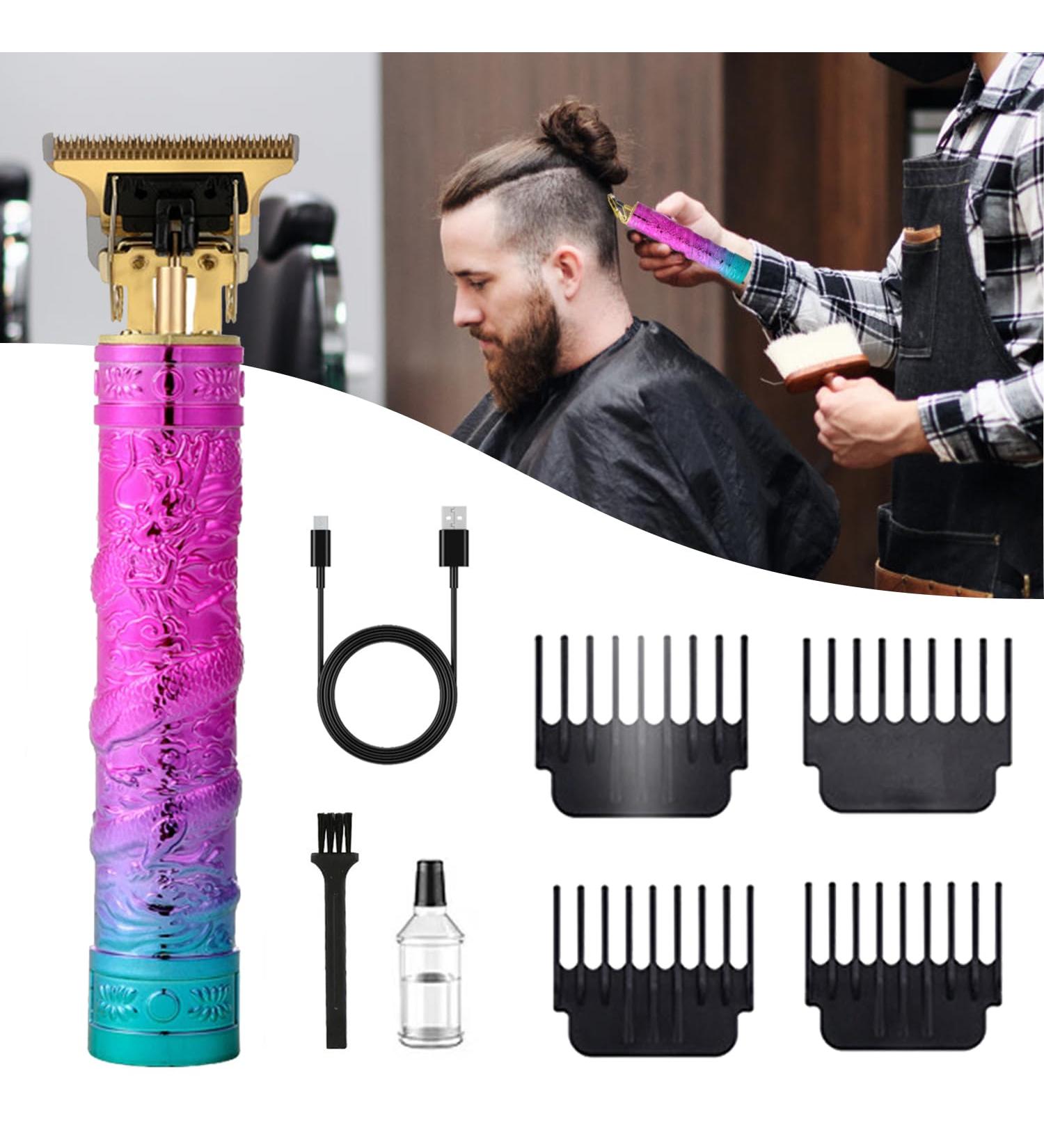 Professional Hair Clippers for Men - Rechargeable T-Blade Trimmer with 4 Guide Combs | Zero Gapped Haircut | Perfect Gift for Father's Day - Purple - Buy Online on GoSupps.com