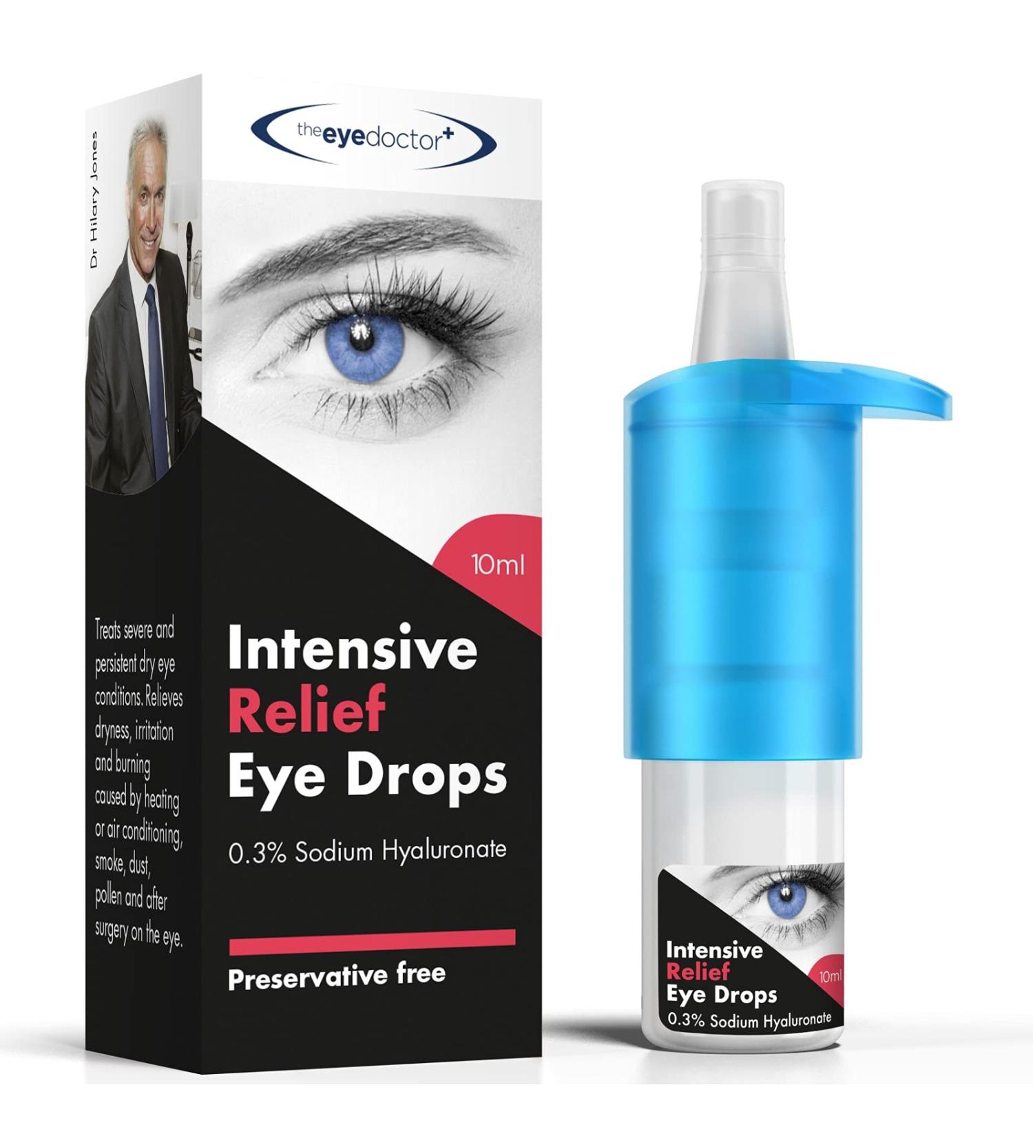 Eye Doctor Intensive Preservative Free Eye Drops - 0.3% Sodium Hyaluronate, 10 ml - Relief for Dry, Tired, Itchy Eyes - Contact Lens Safe - Buy Online on GoSupps.com