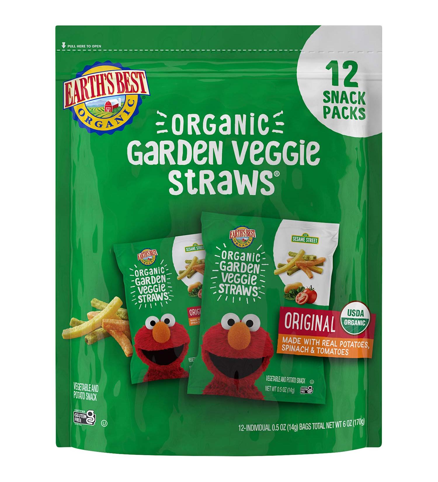 Earth's Best Organic Sesame Street Toddler Snacks Garden Veggie Straws Multipack - 6 oz - Pack of 12 - Buy Online on GoSupps.com