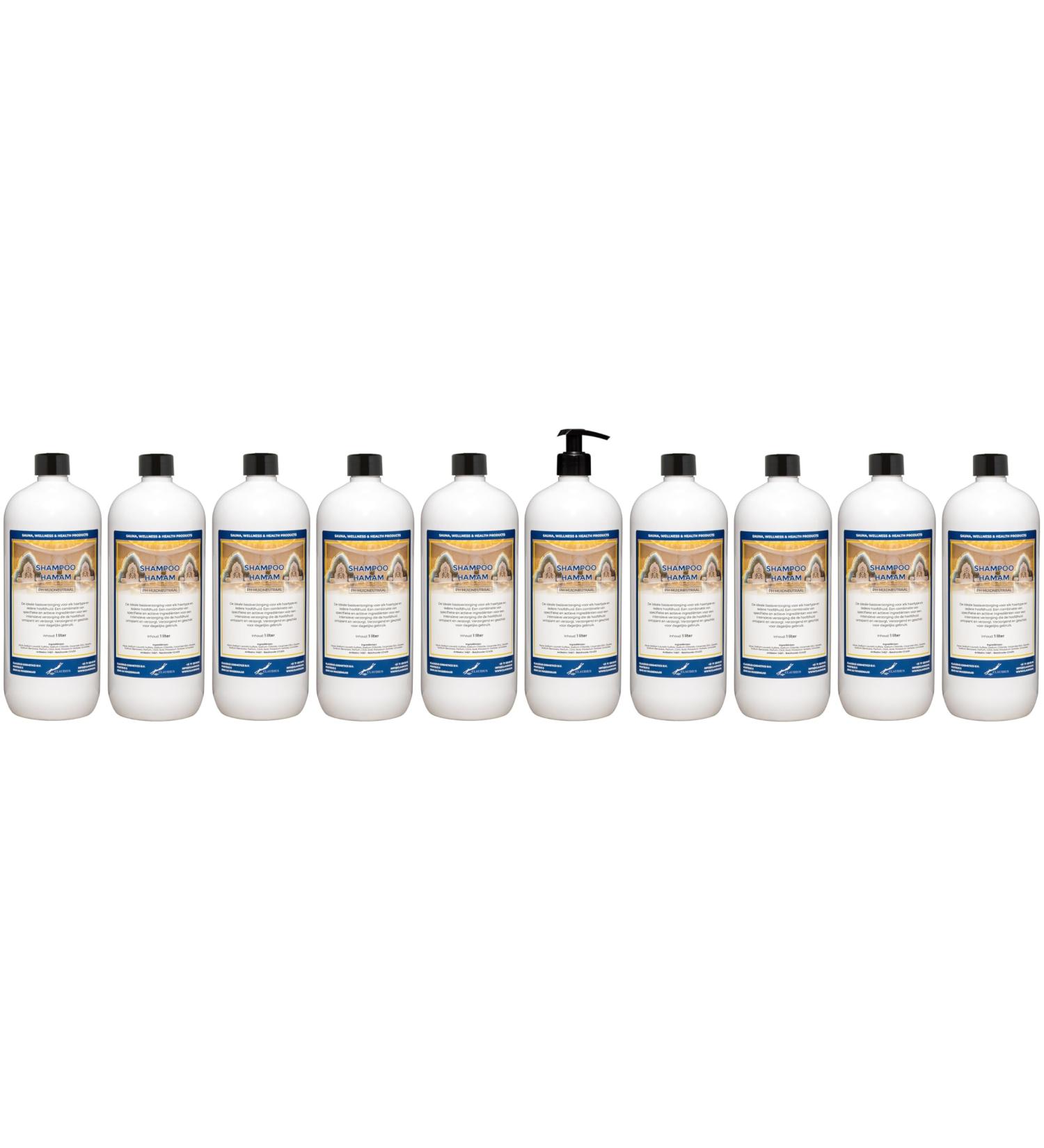 Claudius Hammam Shampoo 1 Litre with Black Pump - Pack of 10 - Economy Pack - Hair Care