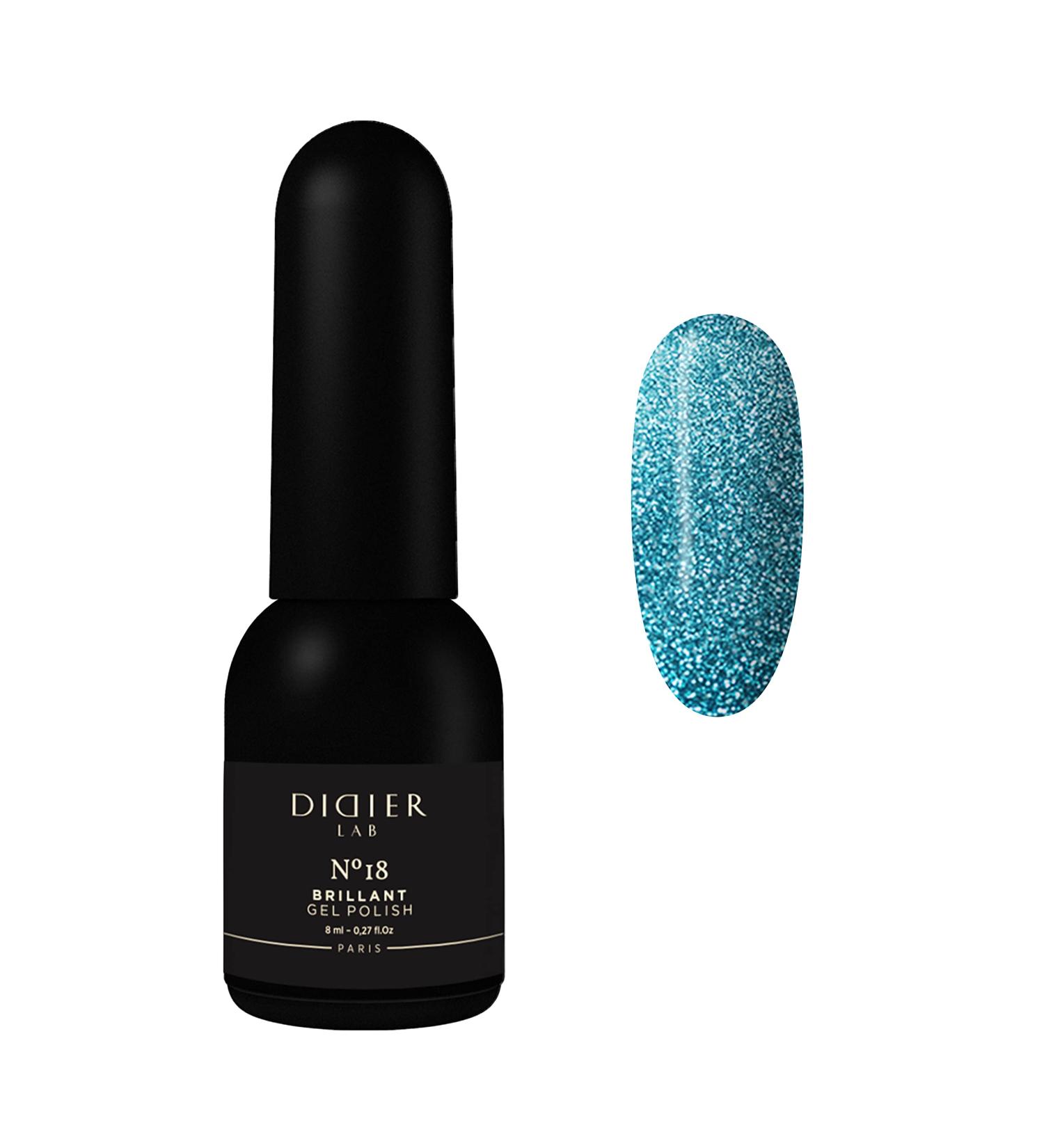 Didier Lab - Premium UV Gel Nail Polish - Brillant No. 18 - Gel Nail Varnish - Nail Art - Long-Lasting High Gloss Wear - Blue Gel Nail Polish - Gel Nails - Glitter Gel Nail Polish - Rich Pigment - Buy Online on GoSupps.com