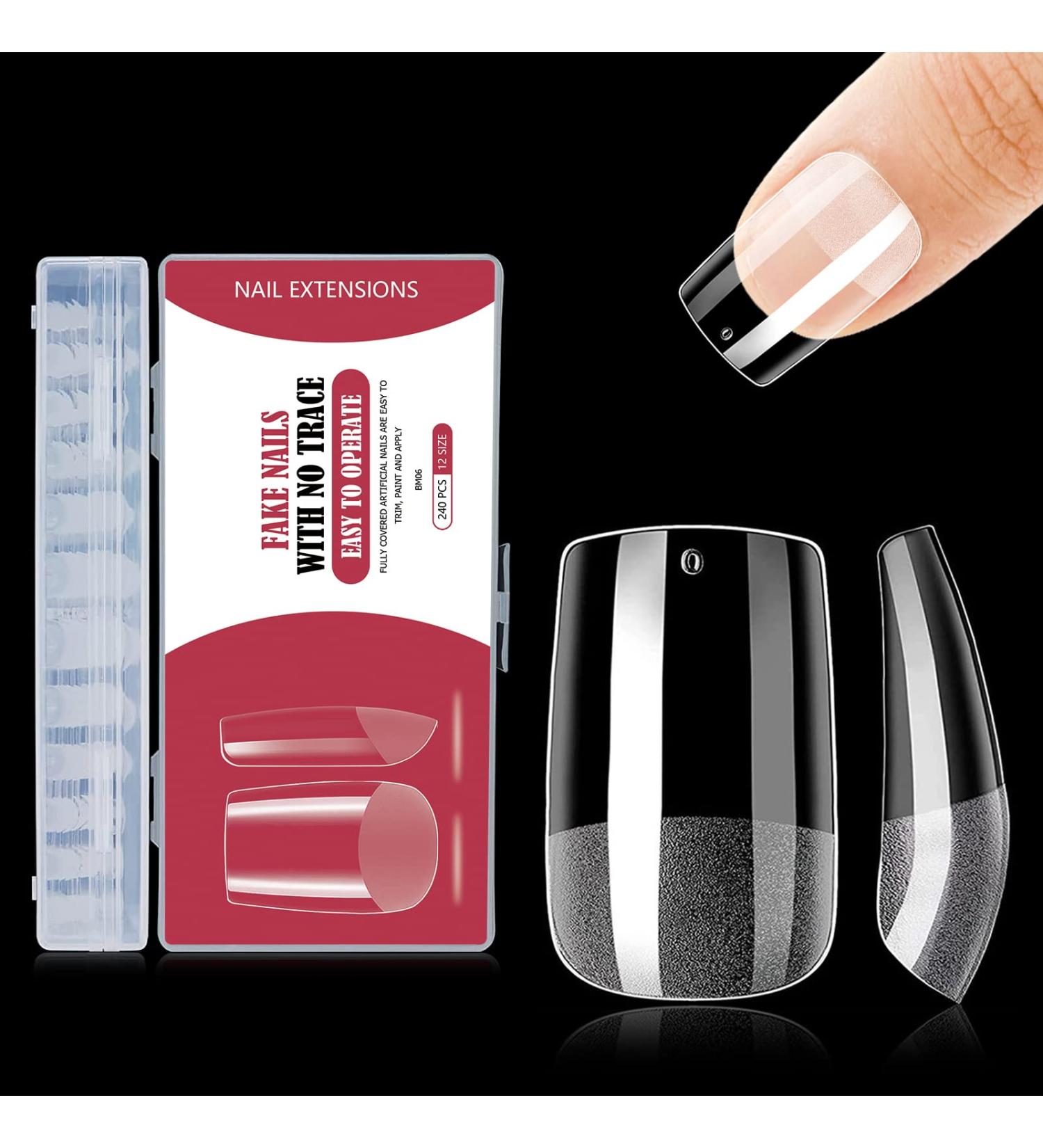 240PCS Short Square Gel Nail Tips Set - Pre-Buffed Artificial Nails Kit for All Nails - Buy Online on GoSupps.com