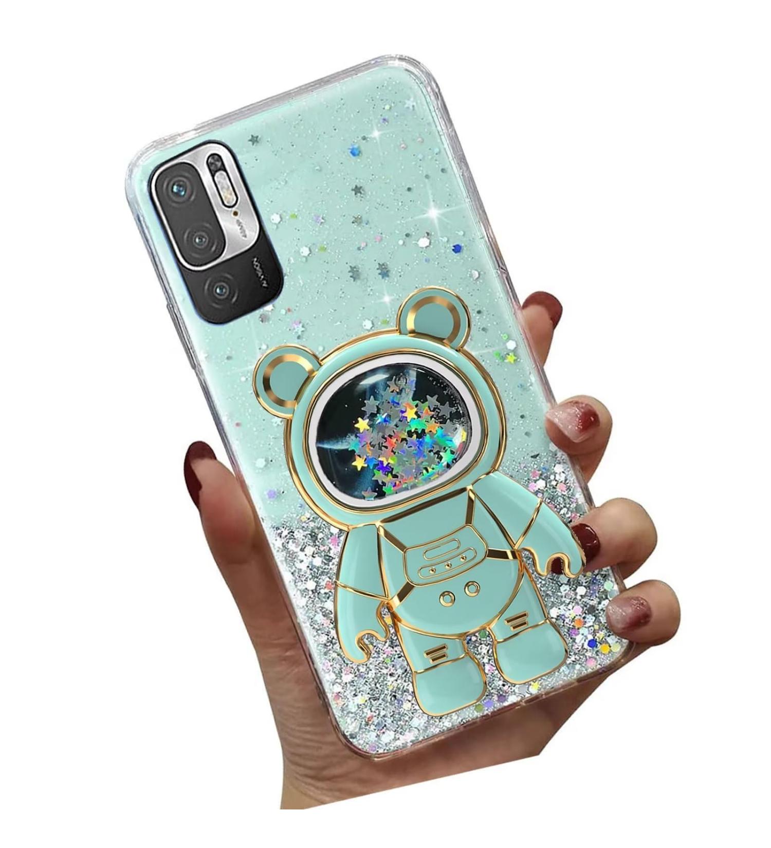 Buy Tivenfezk Nadoli Xiaomi Redmi Note 10 5G Astronaut Glitter Stand Case | Soft Silicone Transparent Cover - International Shipping Available - Buy Online on GoSupps.com