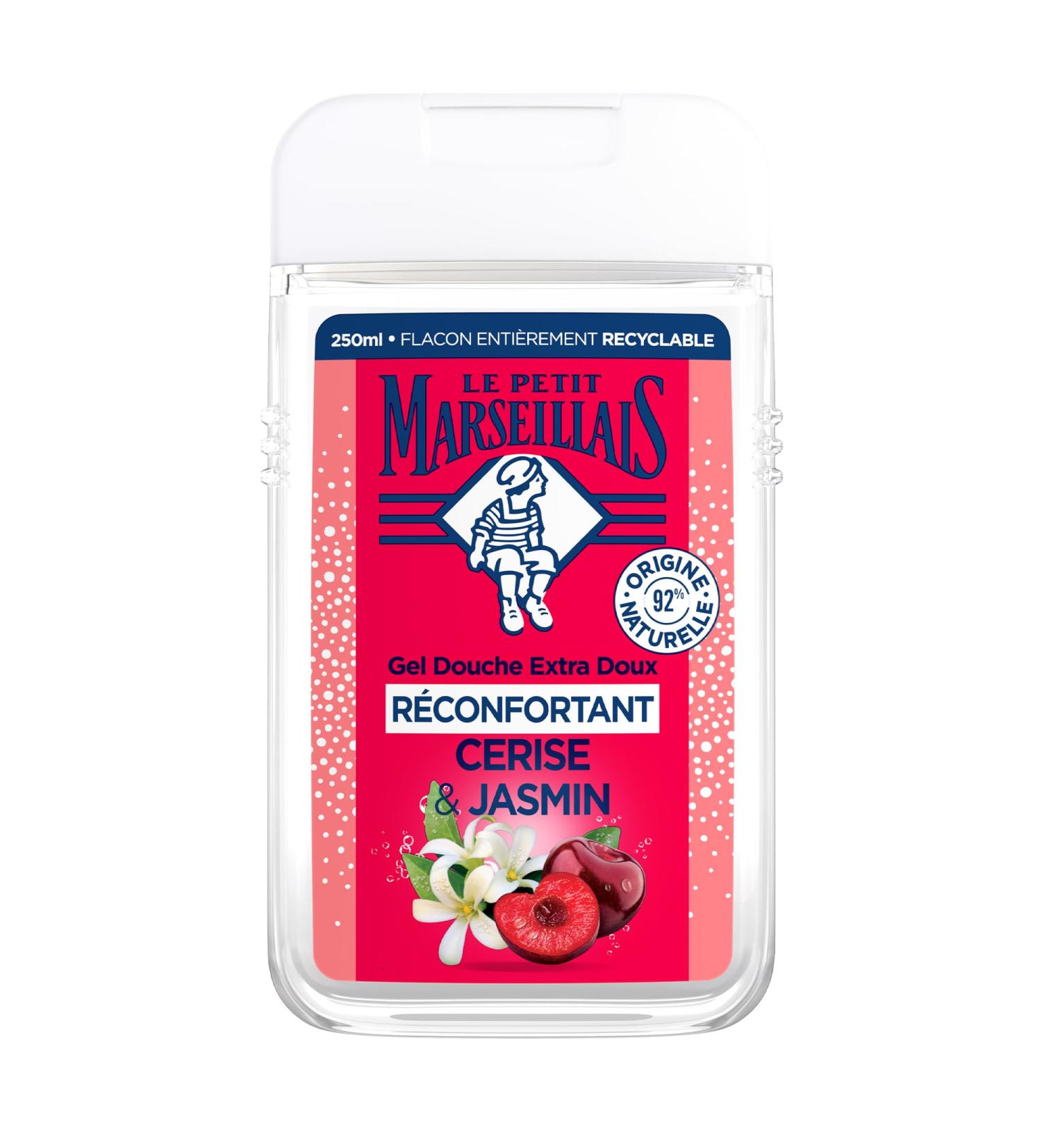 Le Petit Marseillais | Extra Gentle Comforting Cherry & Jasmine Shower Gel (250 ml bottle) 92% ingredients of natural origin pH neutral for the skin and without colorant - Buy Online on GoSupps.com