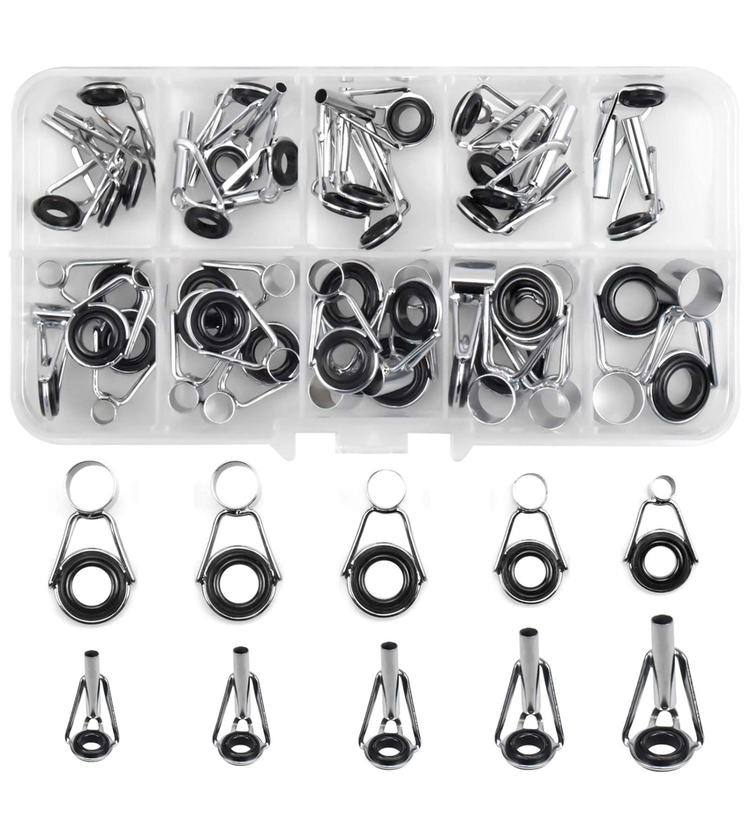 36-Piece Fishing Rod Guide Ring Set - Ceramic End Rings & Stainless Steel Tips for Repair & Replacement - 9 Sizes Included - Buy Online on GoSupps.com