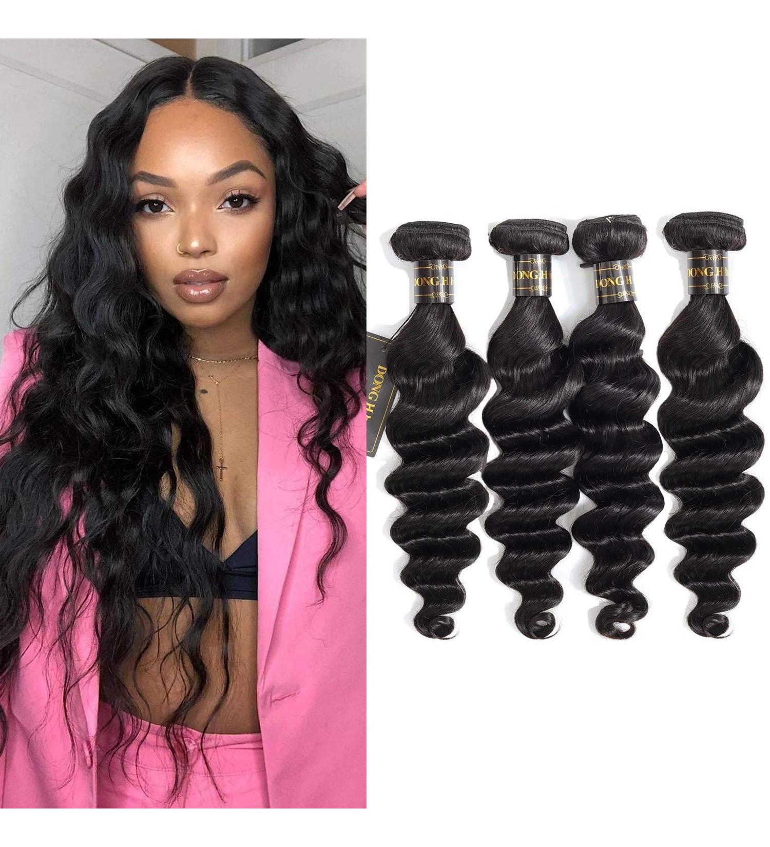 Peruvian Loose Deep Wave Bundles - 9A Virgin Hair (18202224) - 4 Bundle Set - Buy Online on GoSupps.com