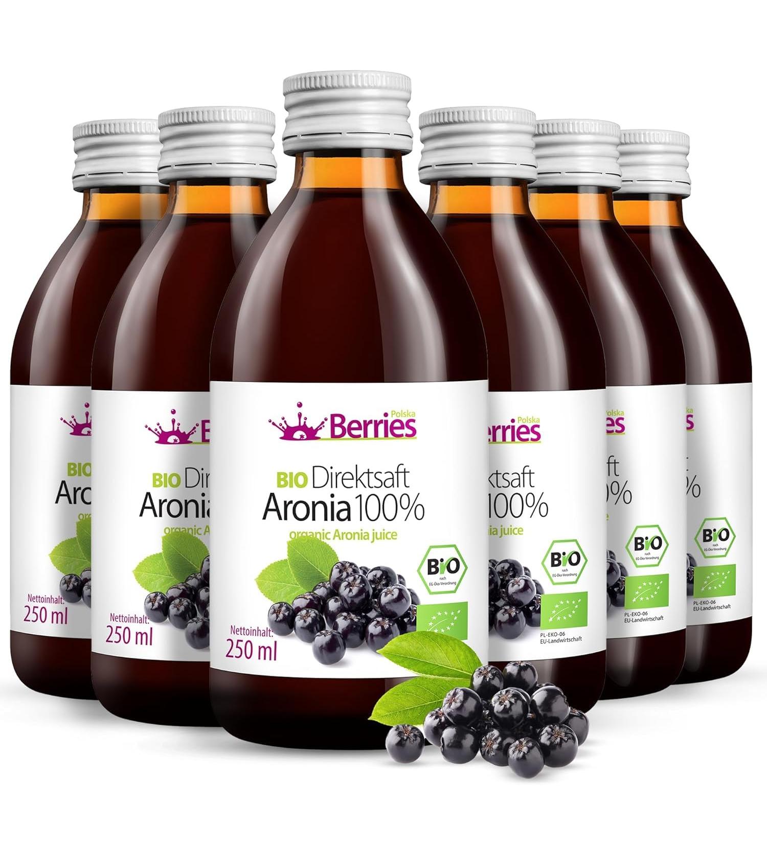 Buy Organic Bio Aronia Juice 6 Pack (6x250ml) - 100% Cold-Pressed No Additives Vegan - Berrieska  - Buy Online on GoSupps.com
