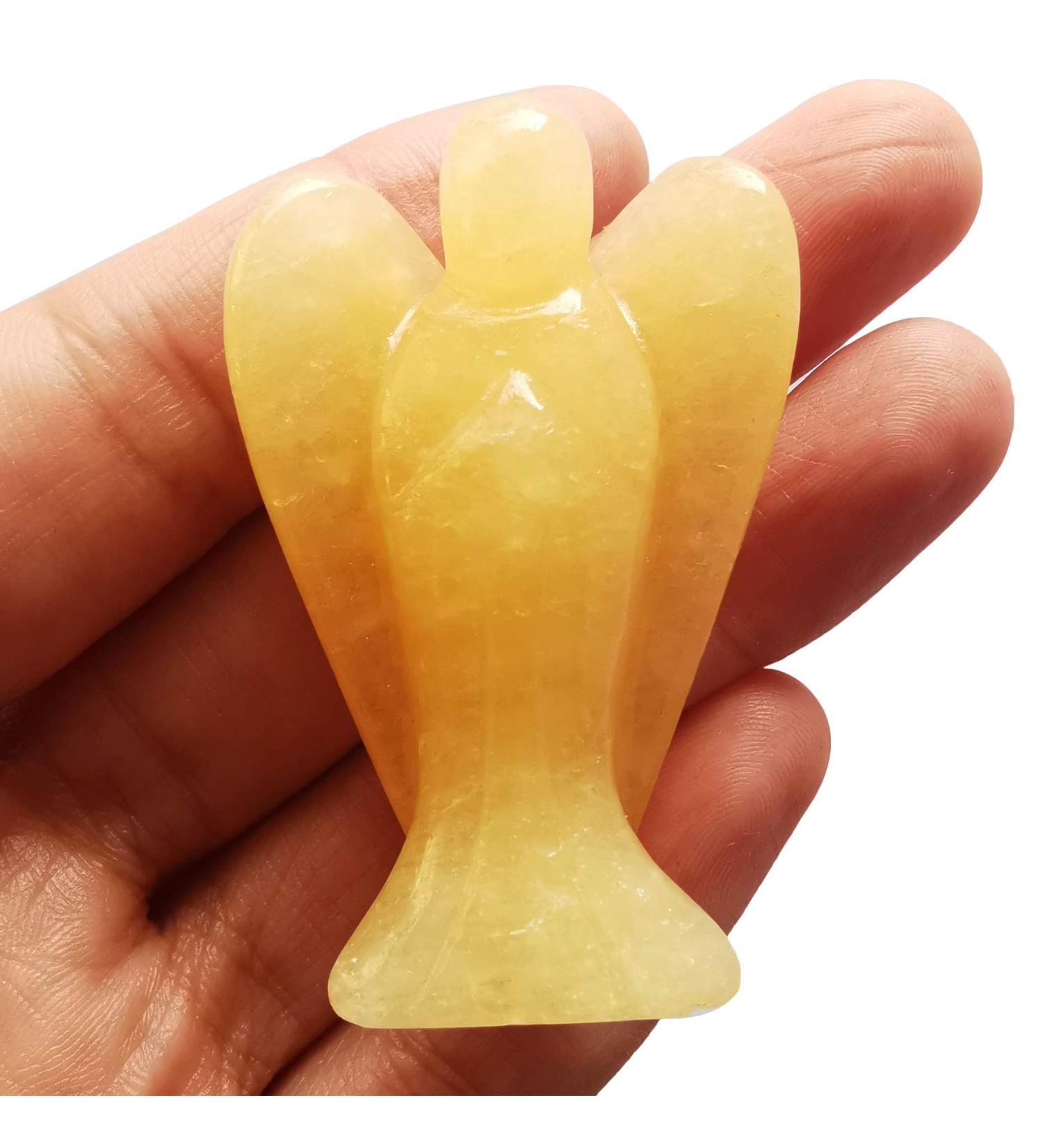 Lovionus89 Ice Yellow Jade Guard Angel Statue - Hand-Carved Healing Crystal Decoration 5cm | Unique Home Decor - Buy Online on GoSupps.com