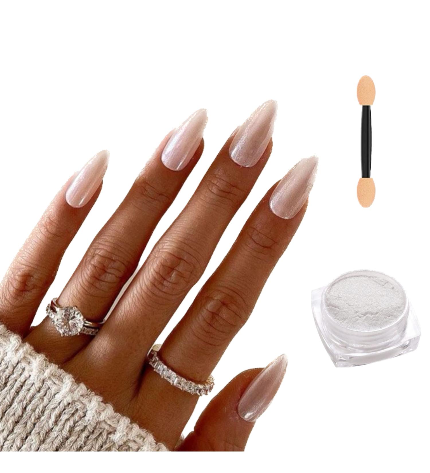 Viral Glazed Donut Pearl Chrome Nail Powder | Hailey Bieber Nails | Nail Art Glitter Powder - Buy Online on GoSupps.com