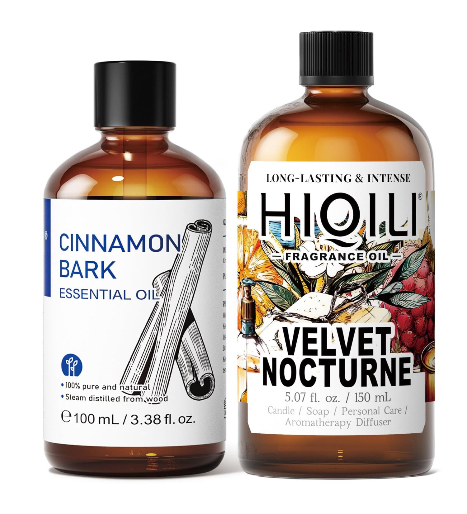 HIQILI 100ML Cinnamon Essential Oil & 150ML Velvet Nocturne Fragrance Oil for DIY Diffuser - Buy Online on GoSupps.com
