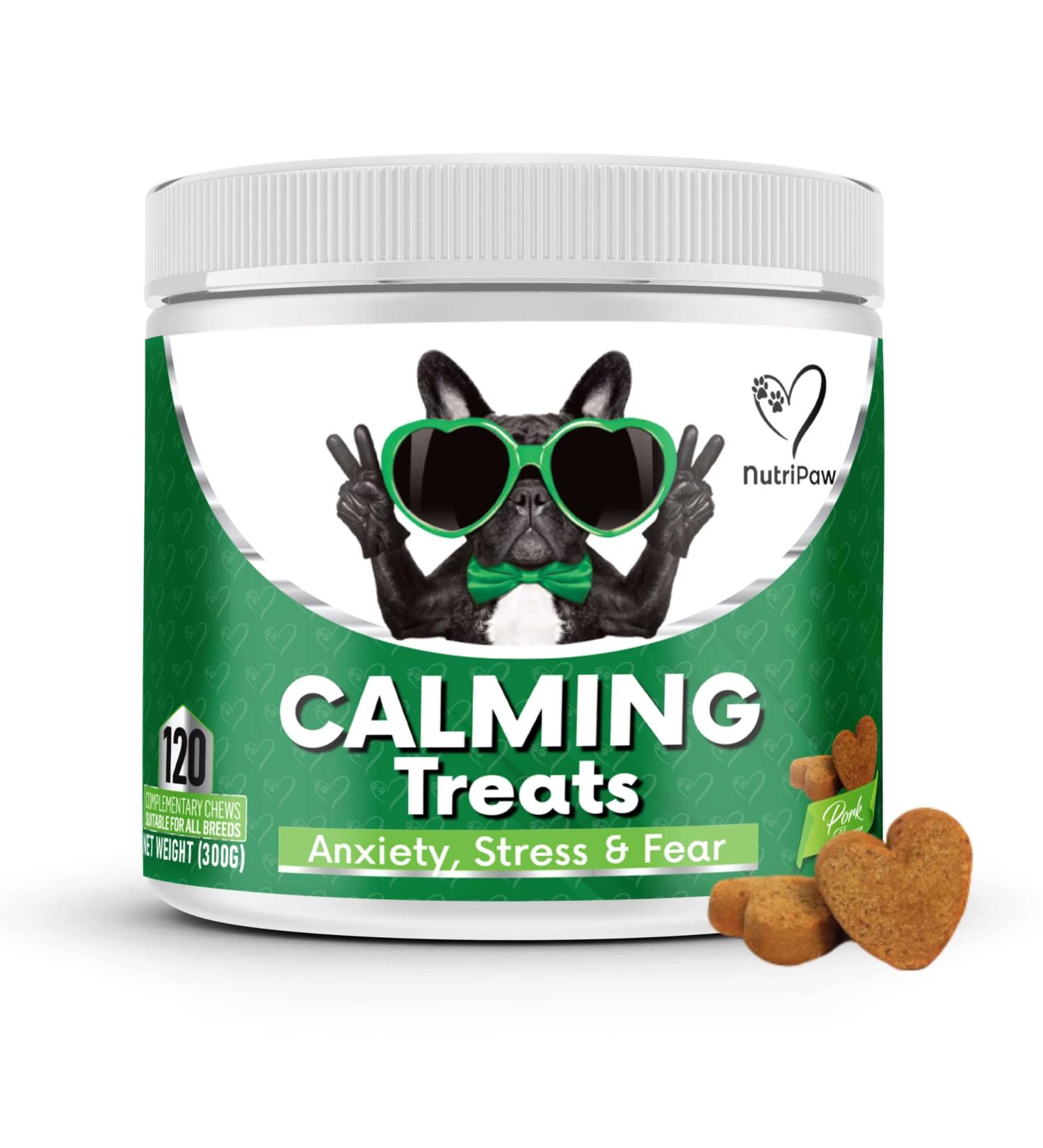 NutriPaw Calming Treats For Dogs - Reduce Stress Fear Separation Anxiety Barking Hyperactivity Reactivity Aggression Travel Issues - Relaxation without Drowsiness dogs Single Pack - Buy Online on GoSupps.com