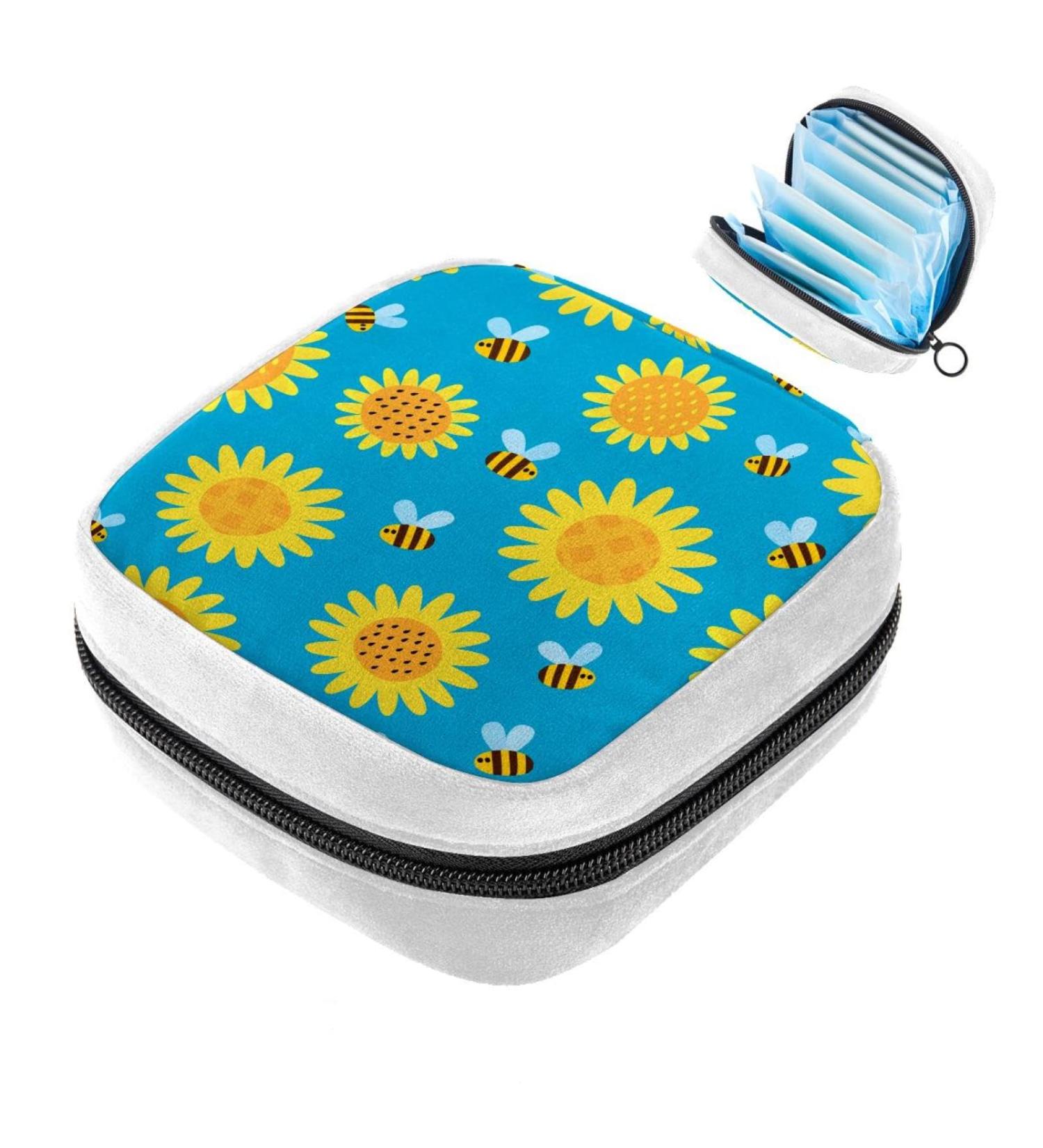 GIAPB Sanitary Napkin Storage Bag | Period Tampon Makeup Pad Pouch | Bee and Sunflower Color1640 - Buy Online on GoSupps.com