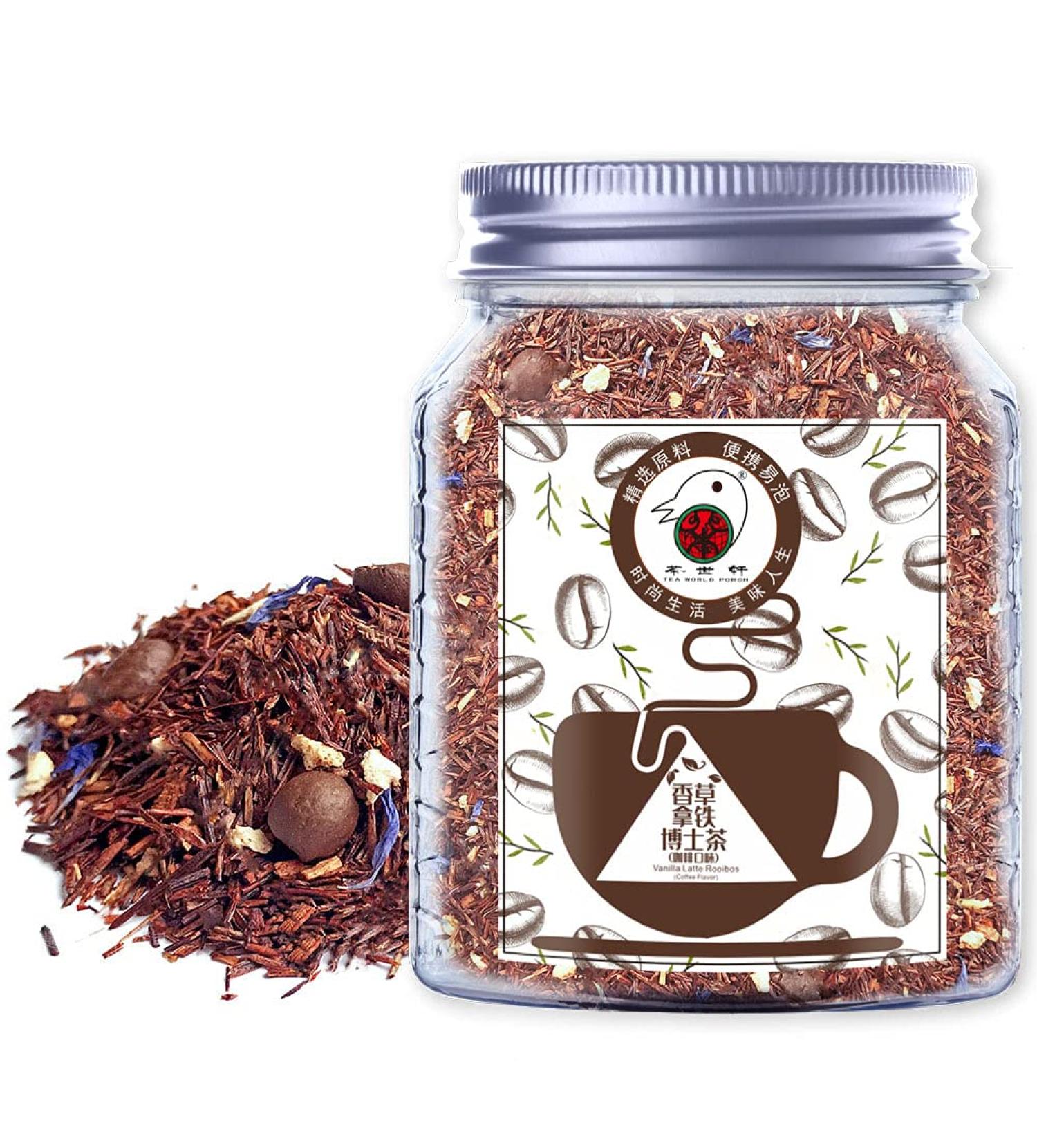 Plant Poison Vanilla Latte Rooibos Tea | Loose Leaf Blend with Chrysanthemum Orange Peel & Coffee Beans | 70g - Hot & Iced Tea - Buy Online on GoSupps.com