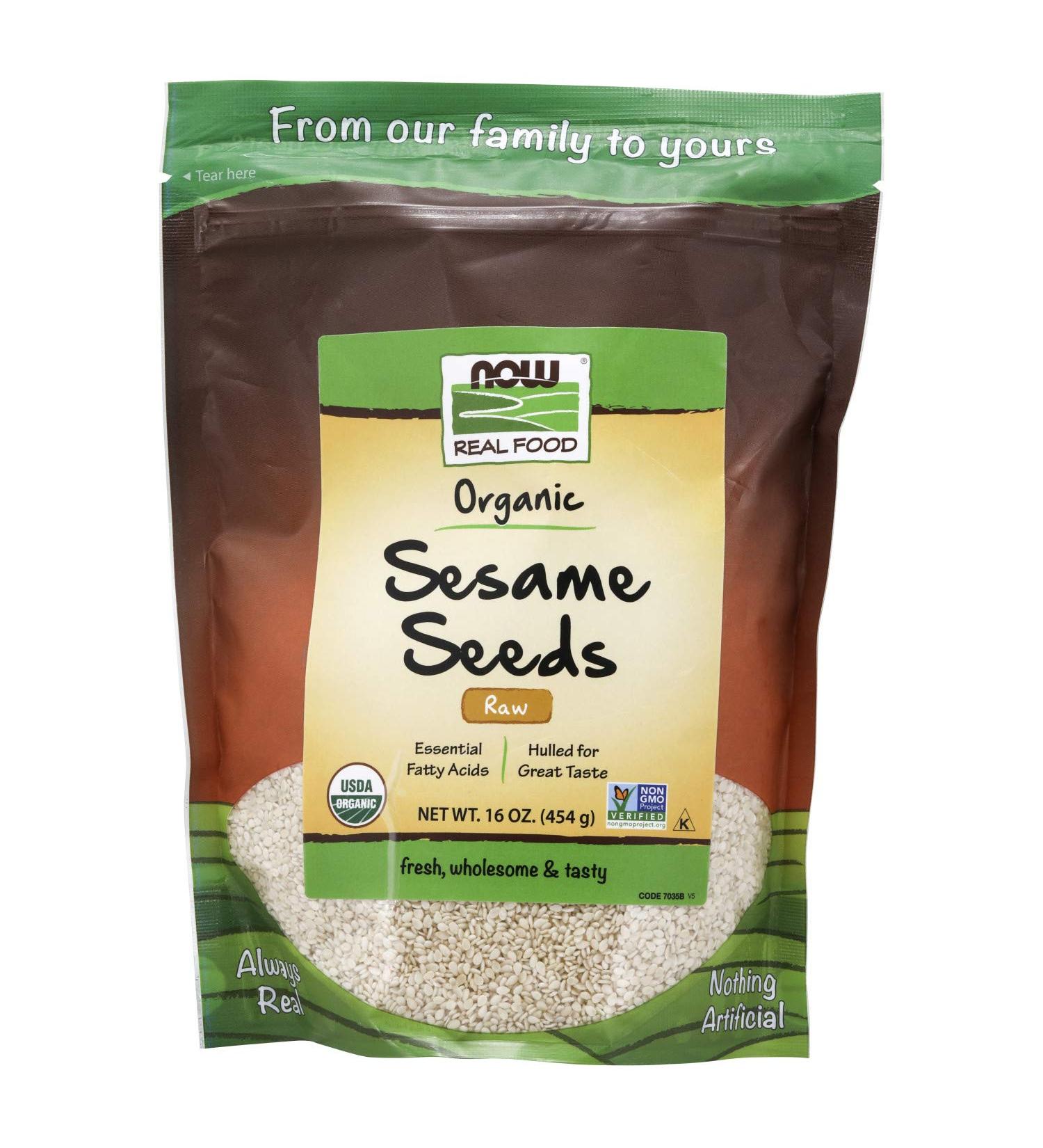 Now Foods Organic Raw Sesame Seeds 16 oz - Real Food for Healthy Cooking - Buy Online on GoSupps.com