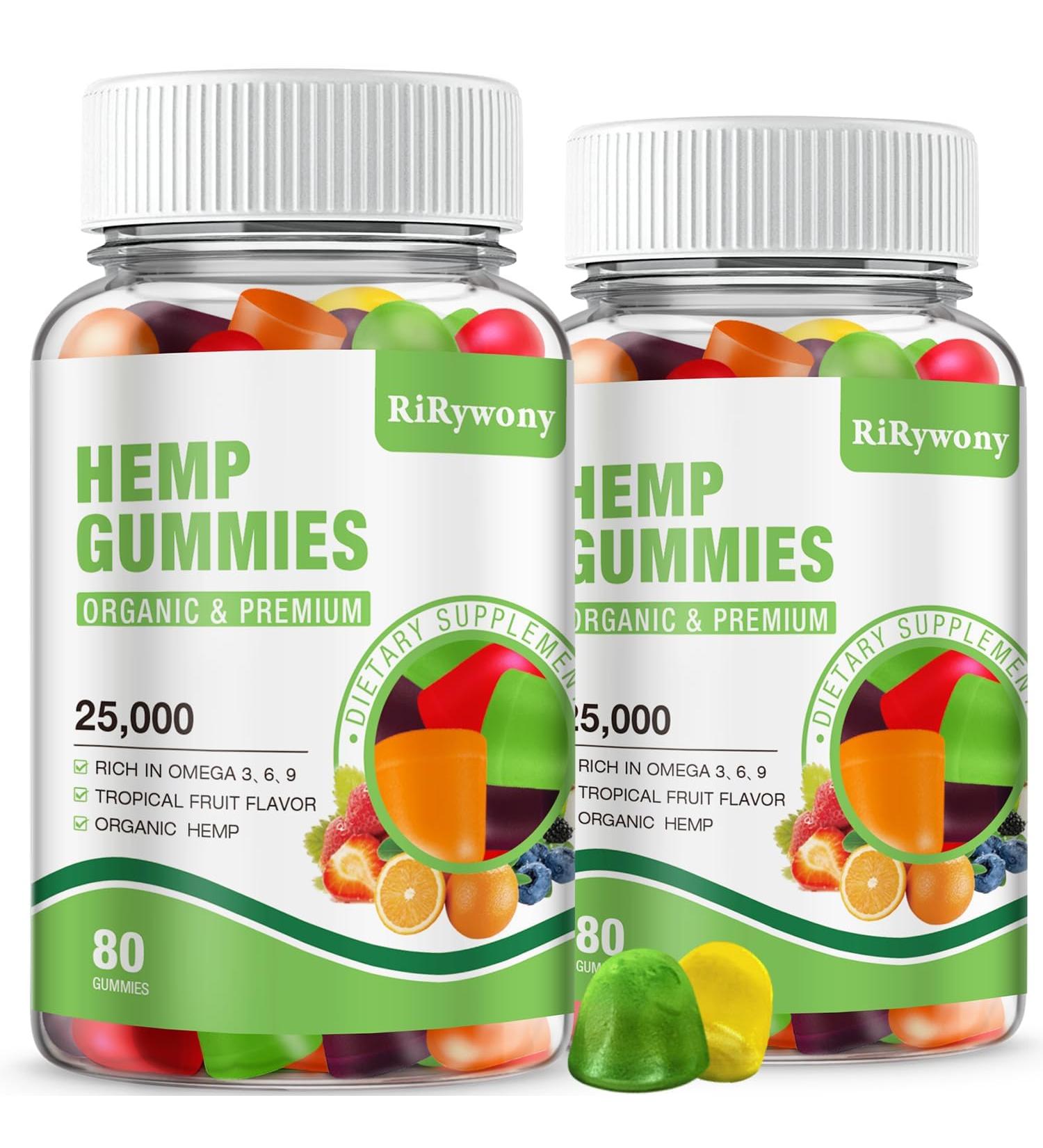Hemp Gummies 2 Packs, High Potency Edible Gummies Extra Strength Organic Hemp Oil Extract Vegan Bear Gummy - 160 Counts Candy for Sleep, Pain, Anxiety - Buy Online on GoSupps.com